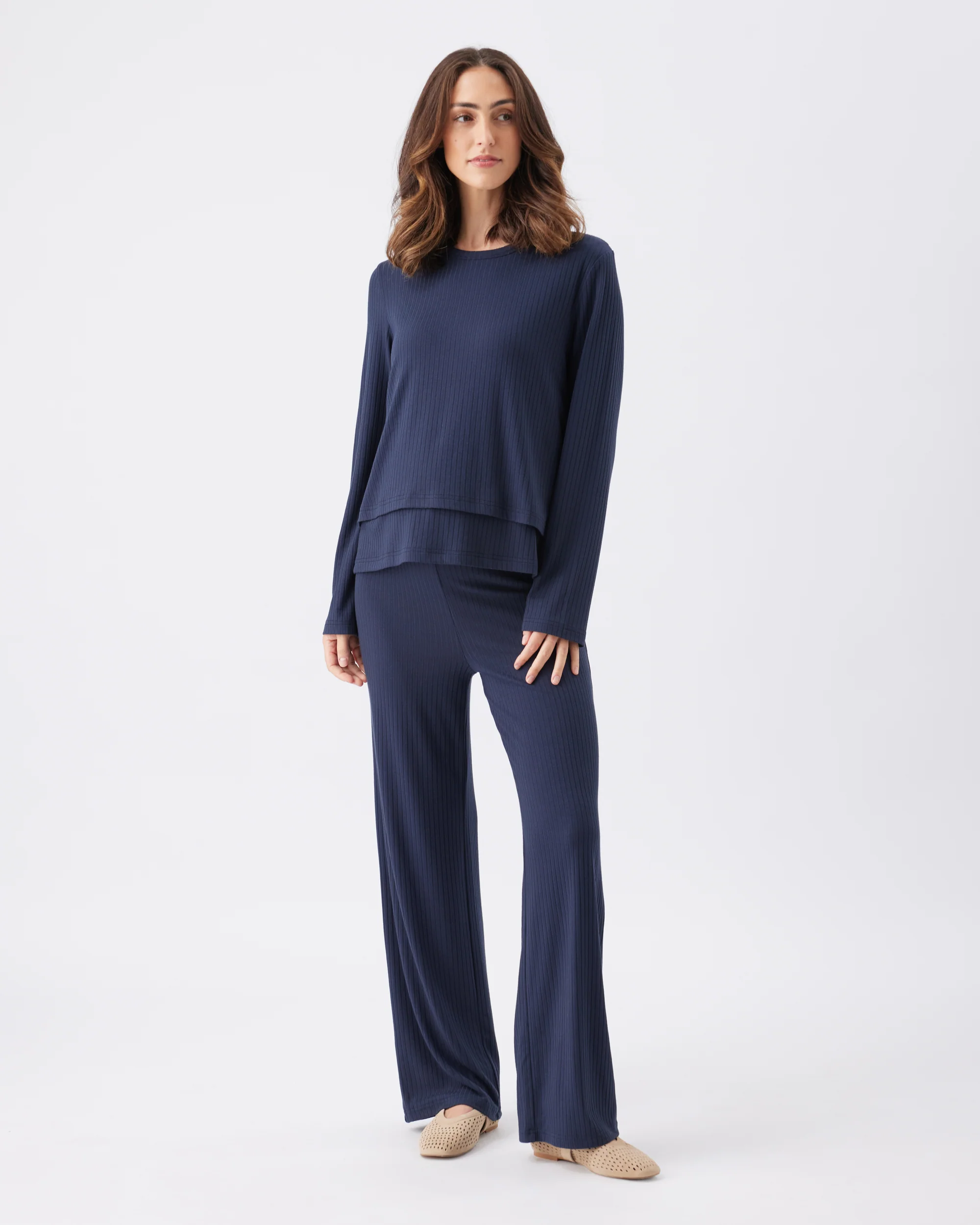 Mike Rib Nursing Long Sleeve Top Navy - Image 6