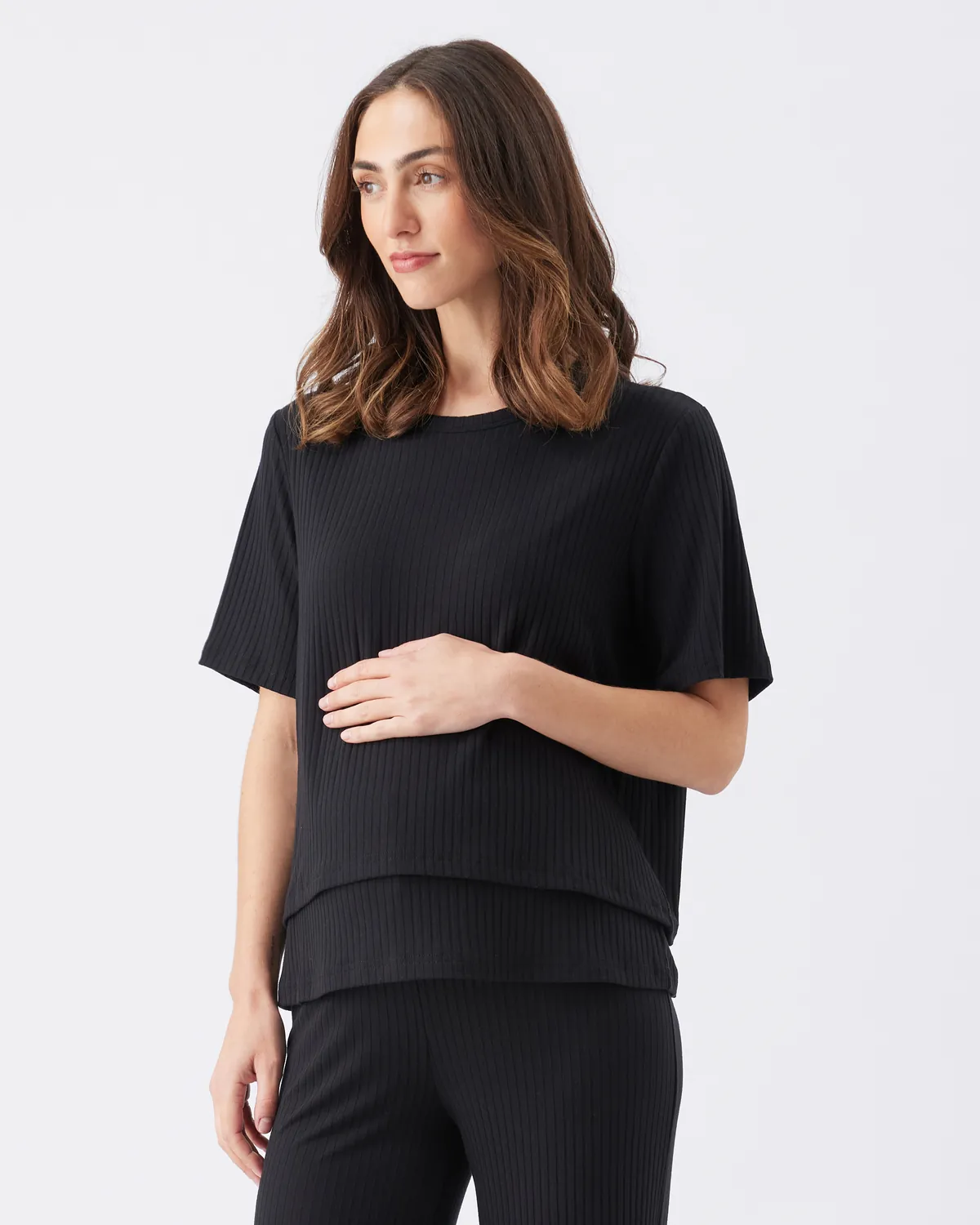Mike Rib Nursing Top  Black - Image 3