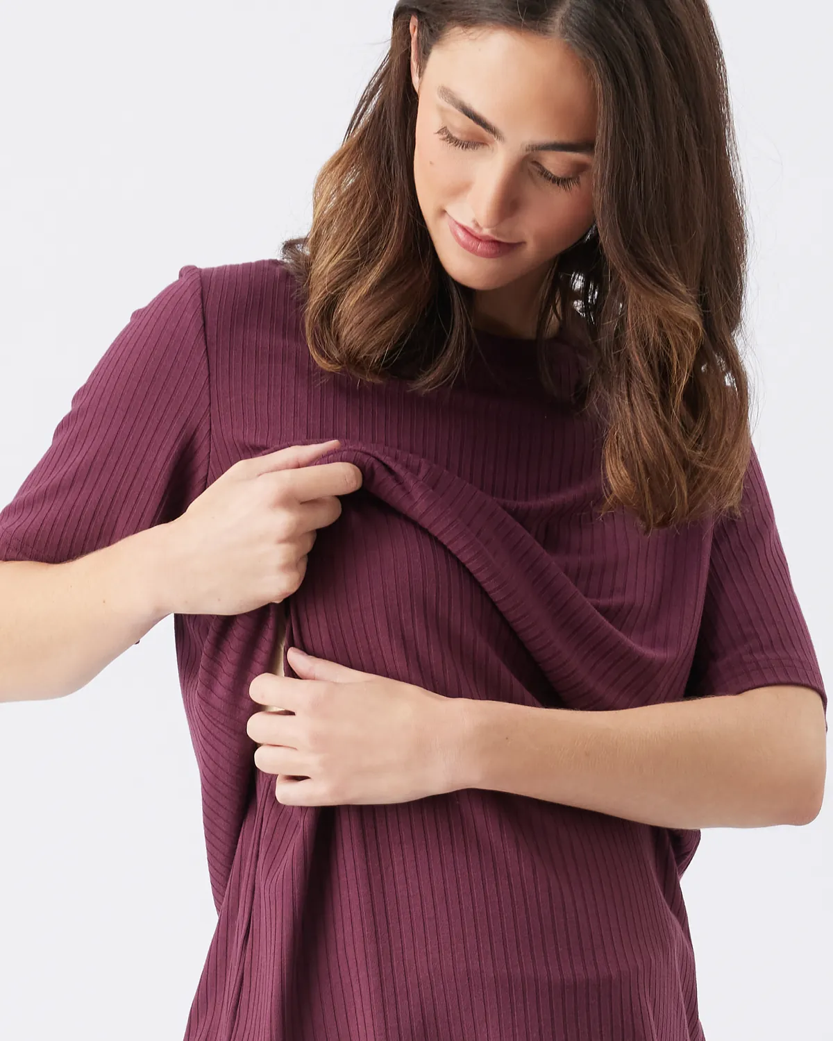 Mike Rib Nursing Top  Maroon - Image 2
