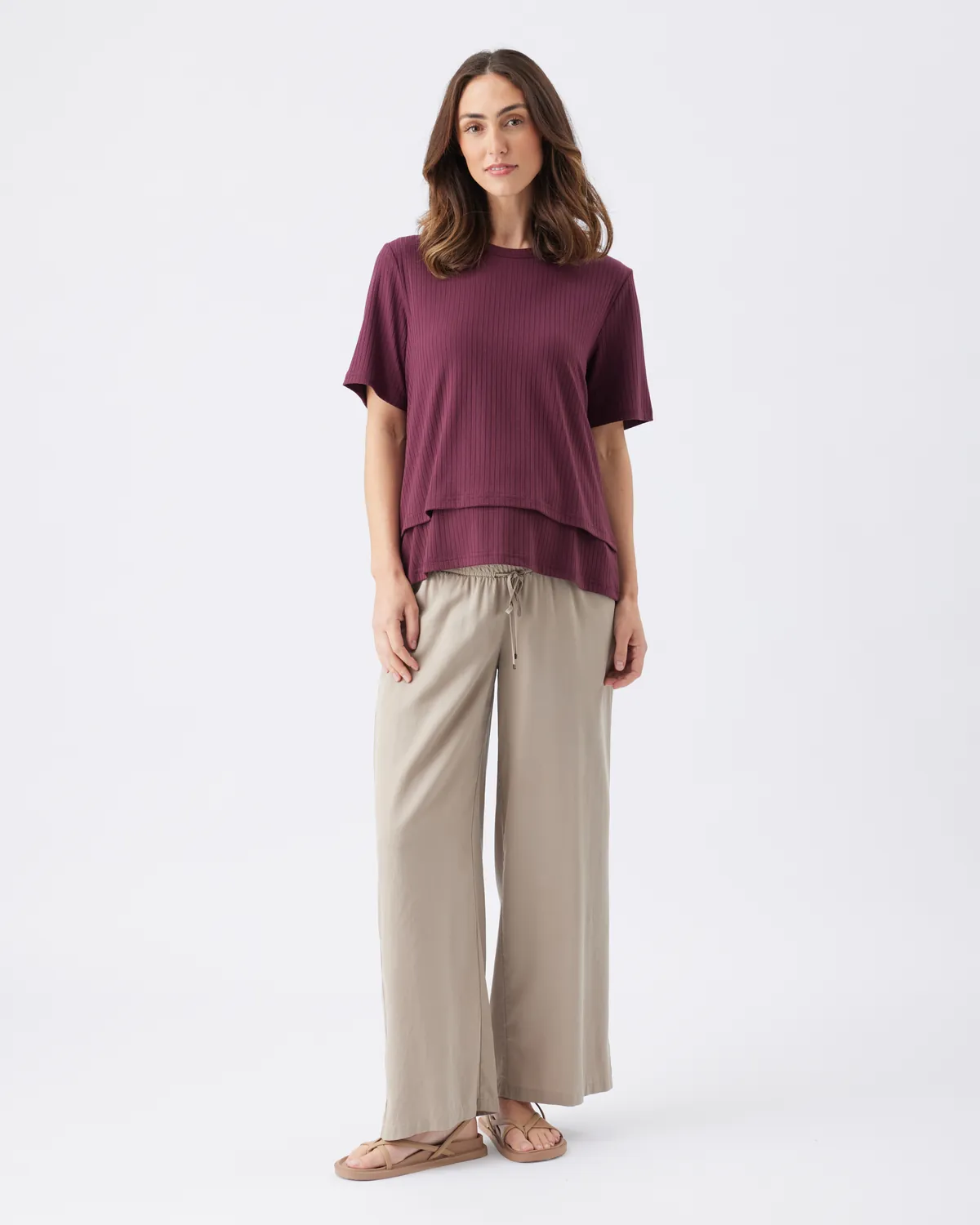 Mike Rib Nursing Top  Maroon - Image 5