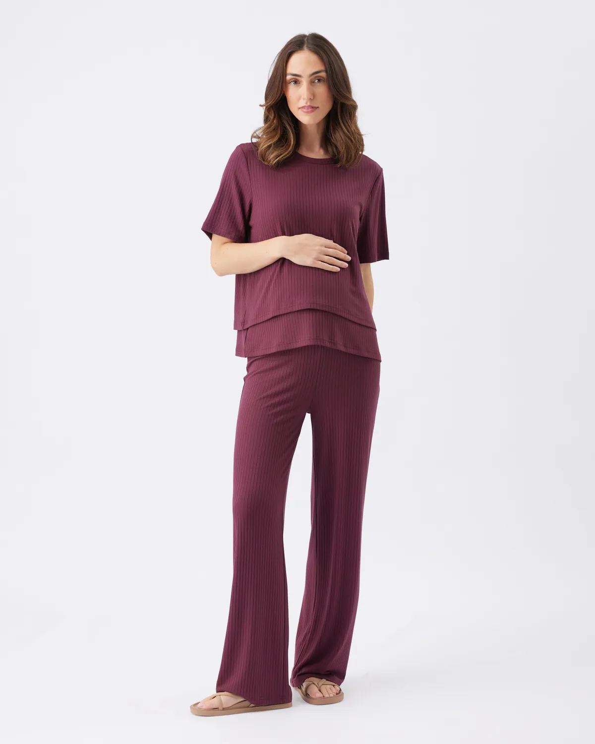 Mike Rib Nursing Top  Maroon - Image 6