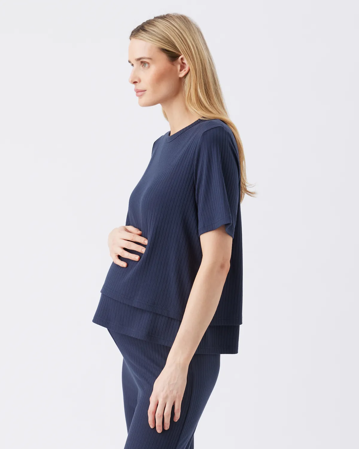 Mike Rib Nursing Top  Navy - Image 4