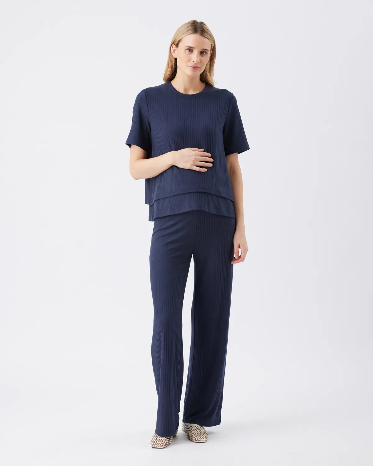 Mike Rib Nursing Top  Navy - Image 6