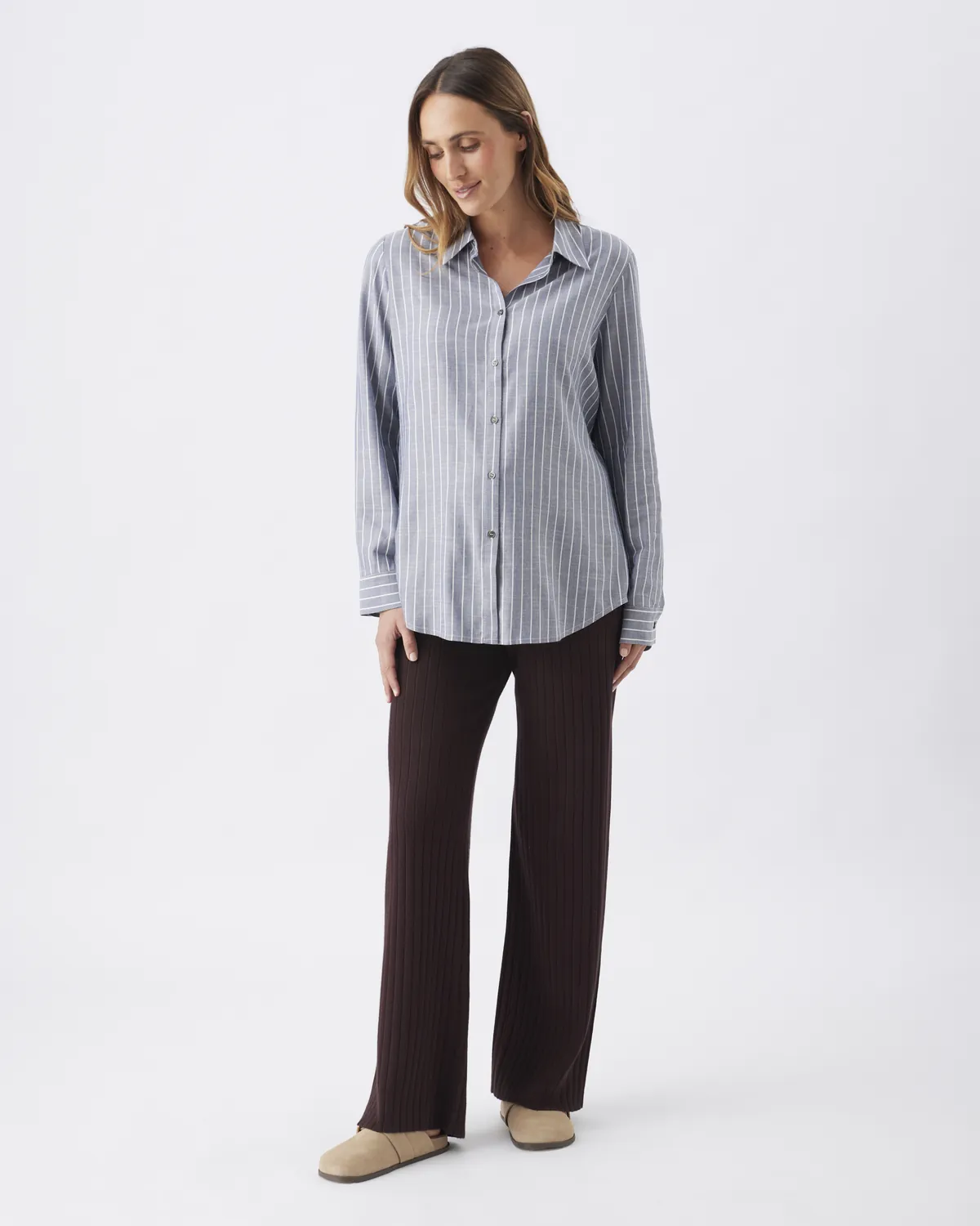 Millie Button Up Shirt  Denim / White - Image 7