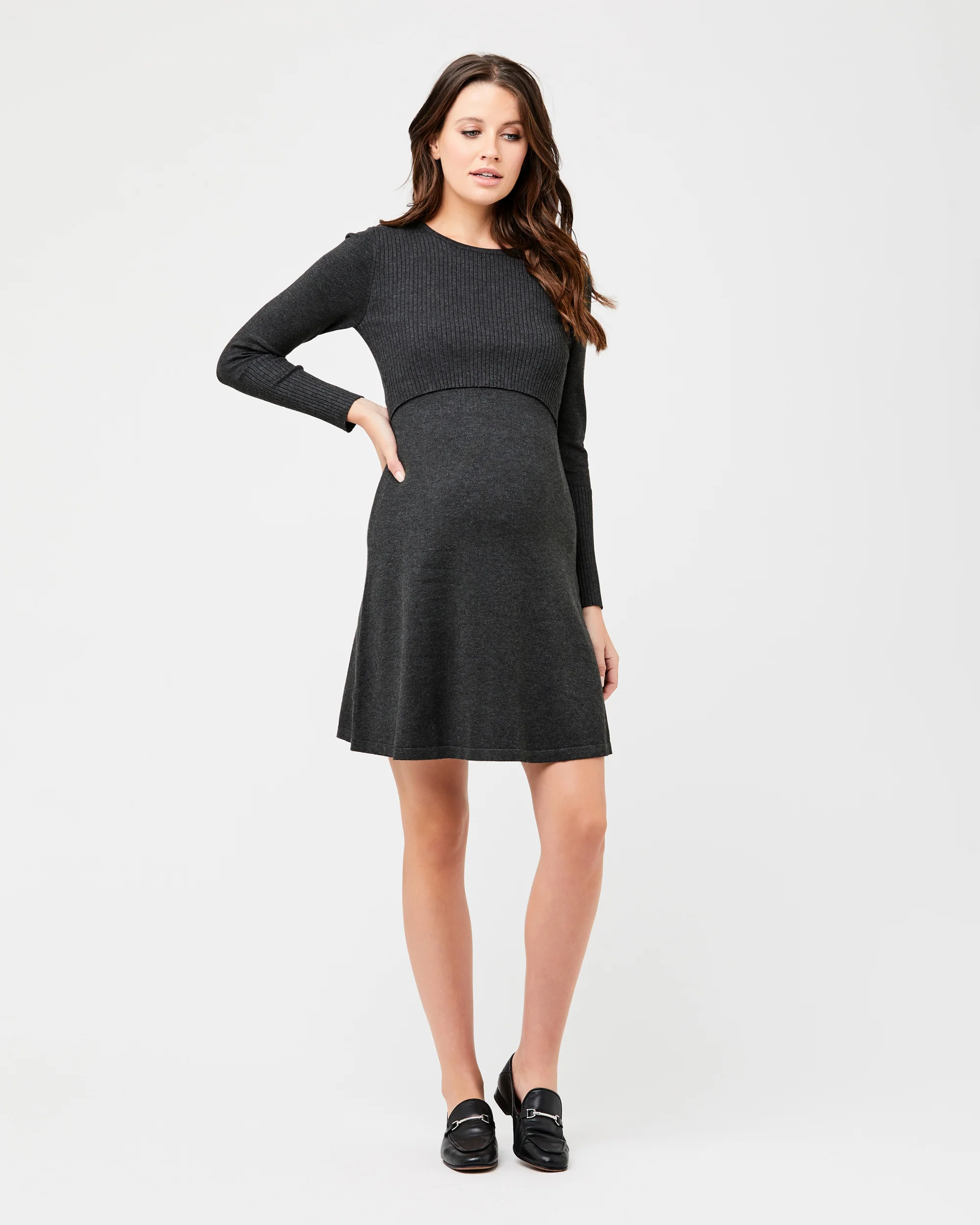 Molly Knit Nursing Dress Charcoal Marle - Image 4
