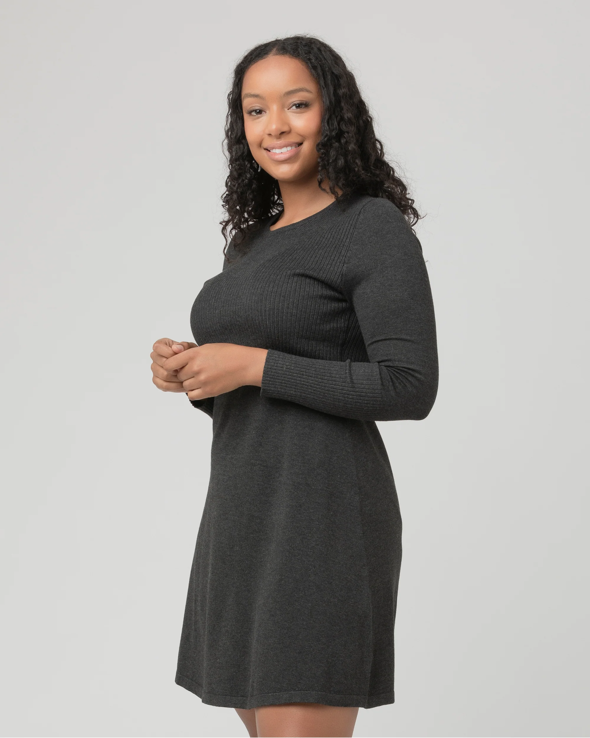 Molly Knit Nursing Dress Charcoal Marle - Image 5
