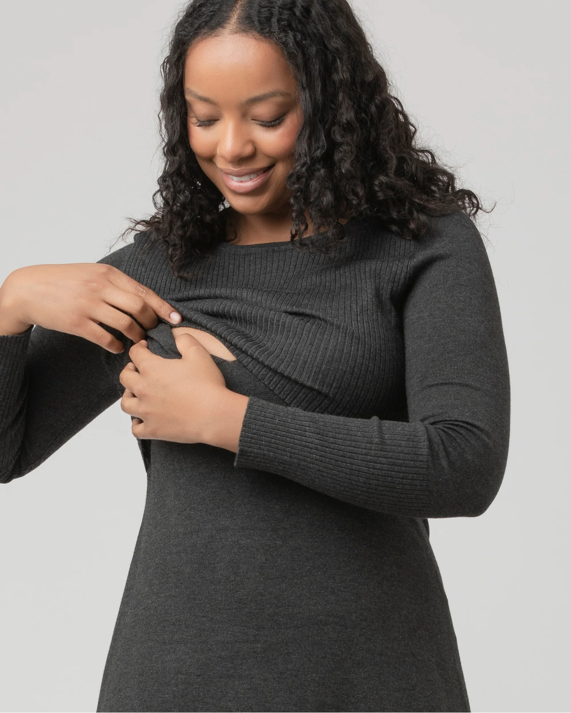 Molly Knit Nursing Dress Charcoal Marle - Image 6