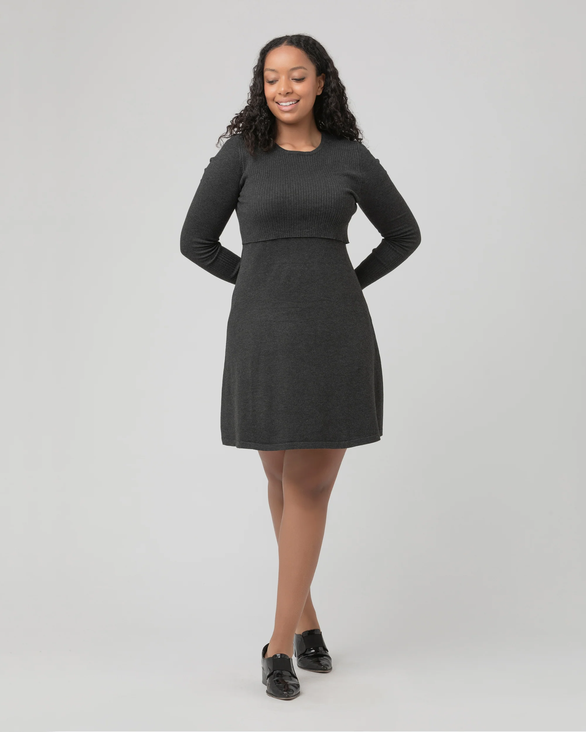 Molly Knit Nursing Dress Charcoal Marle - Image 7