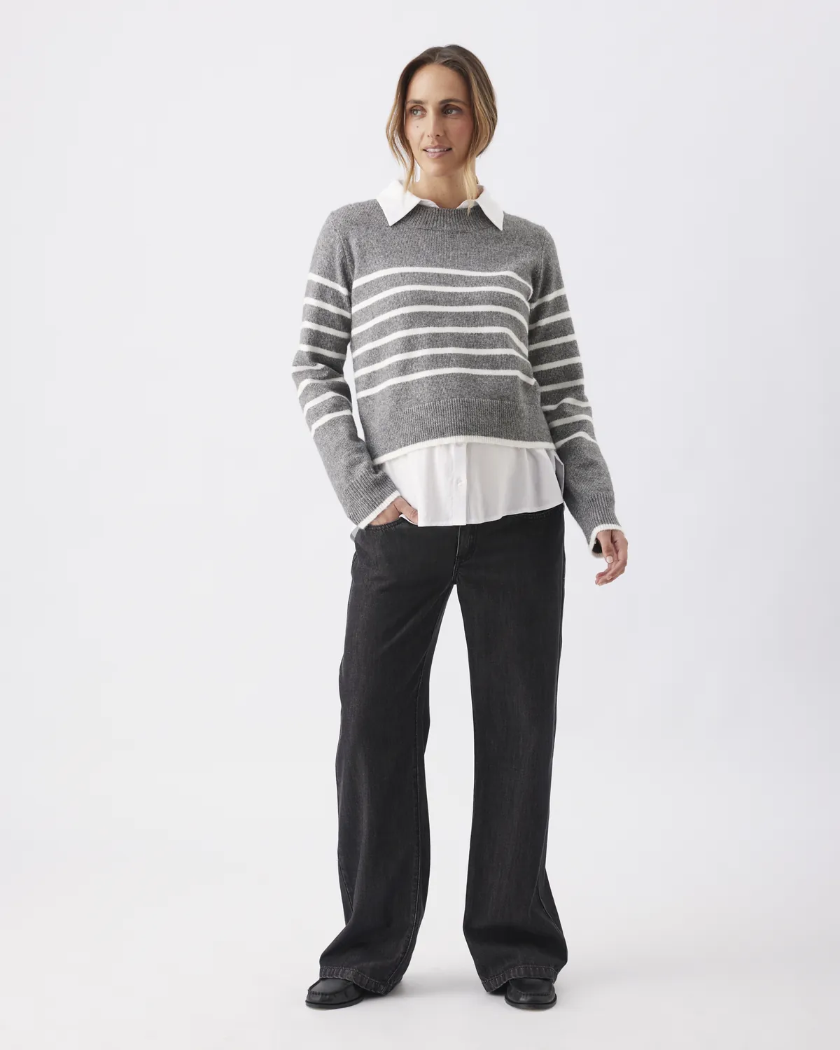 Montana Knit  Grey Marle / White - Image 4