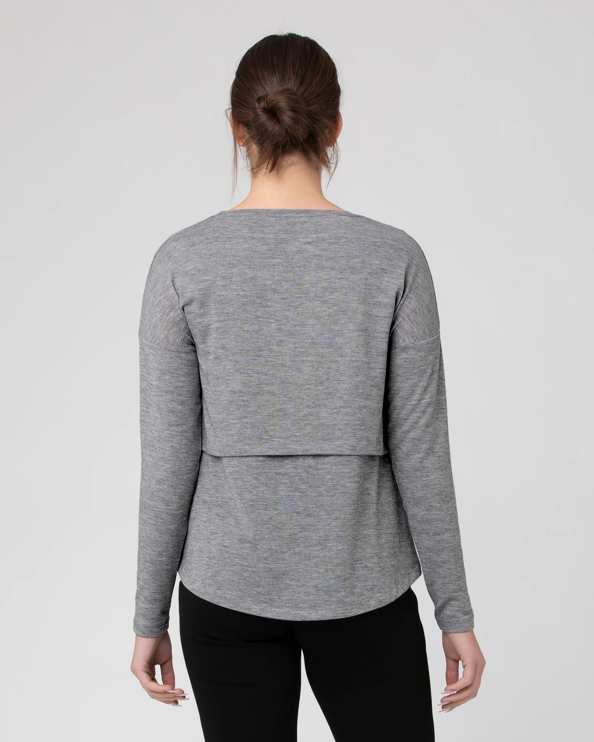 Nora Lift Up Nursing Top  Light Grey Marle - Image 3