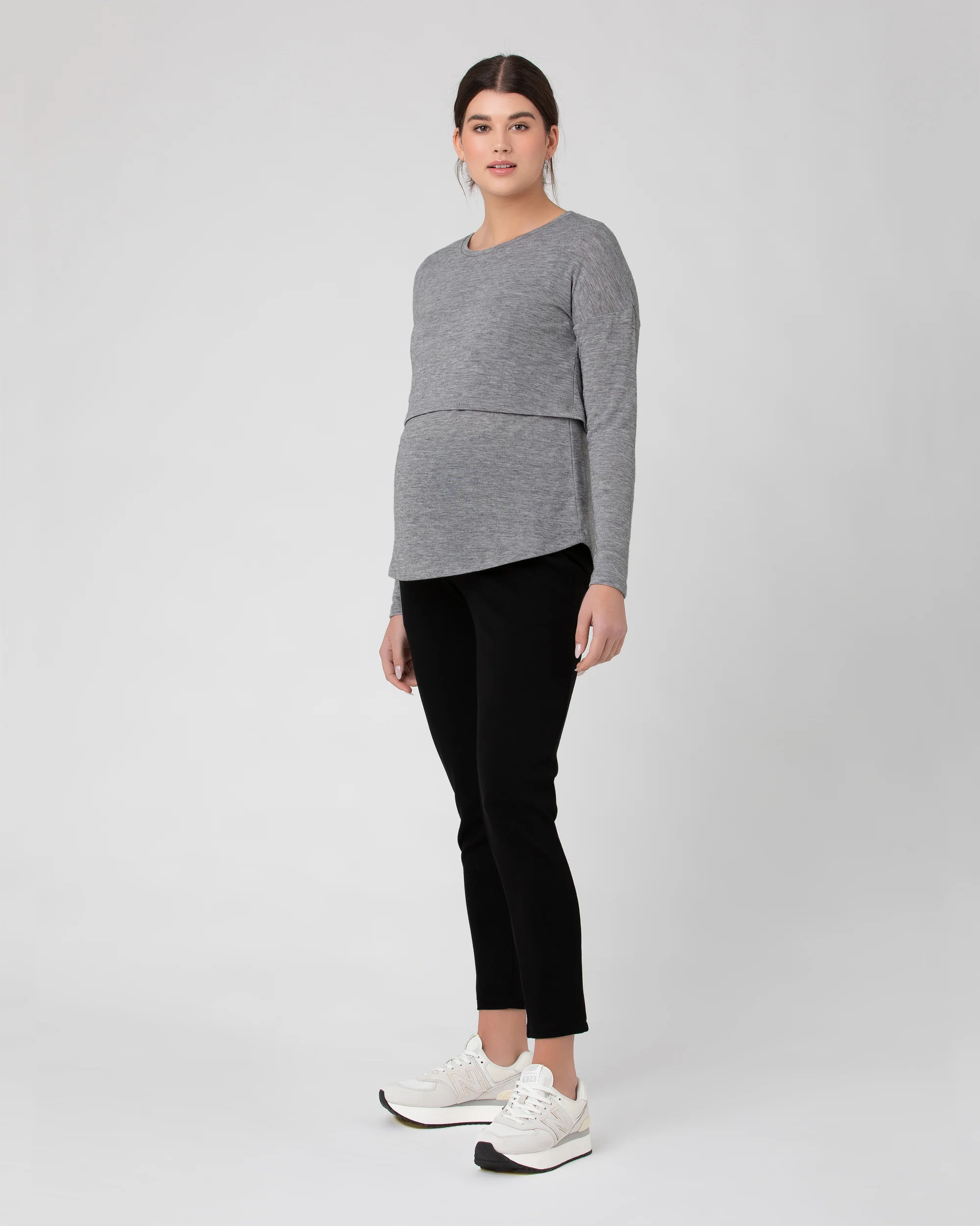 Nora Lift Up Nursing Top  Light Grey Marle - Image 5