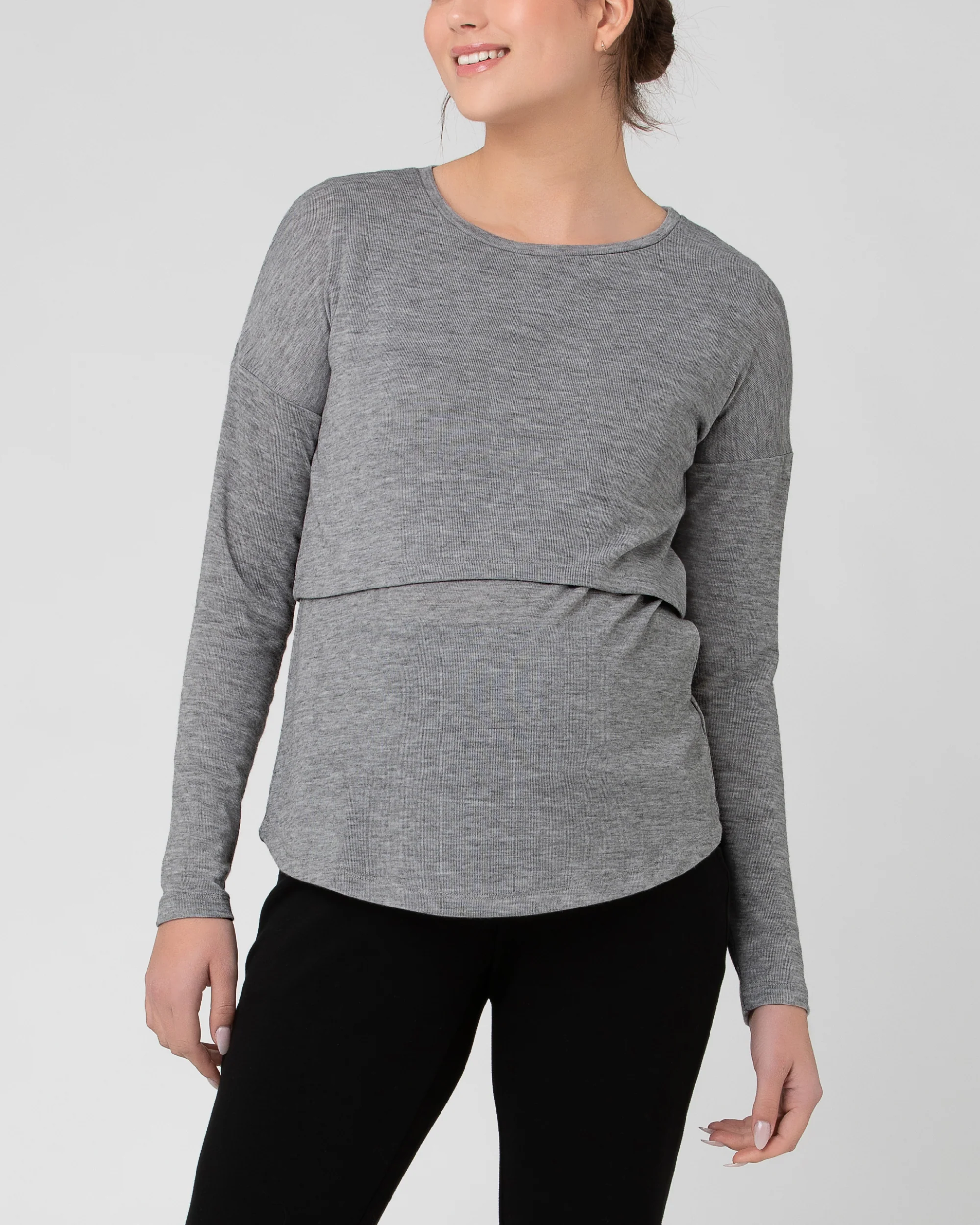 Nora Lift Up Nursing Top  Light Grey Marle - Image 6