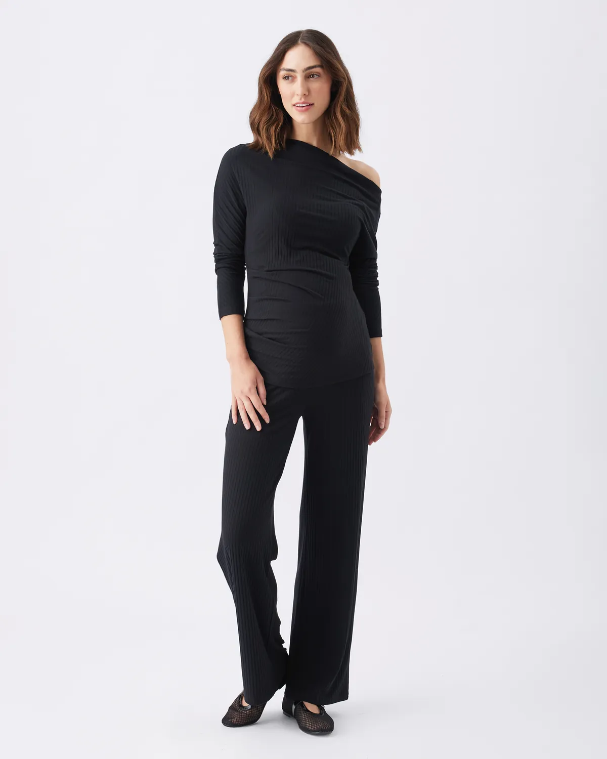 Off-Shoulder Rib Top Black - Image 4