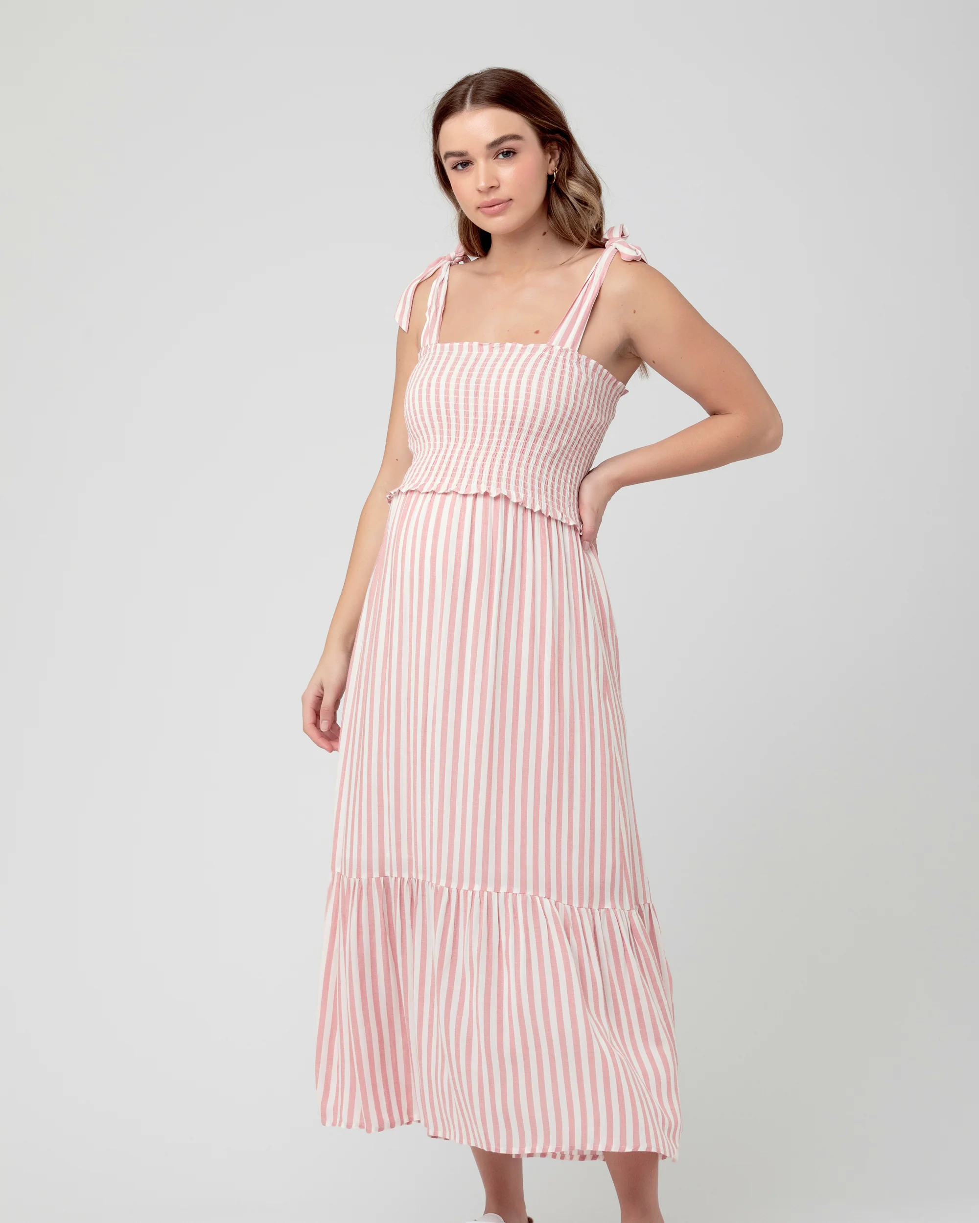 Ollie Smocked Dress  Terracotta / White - Image 2