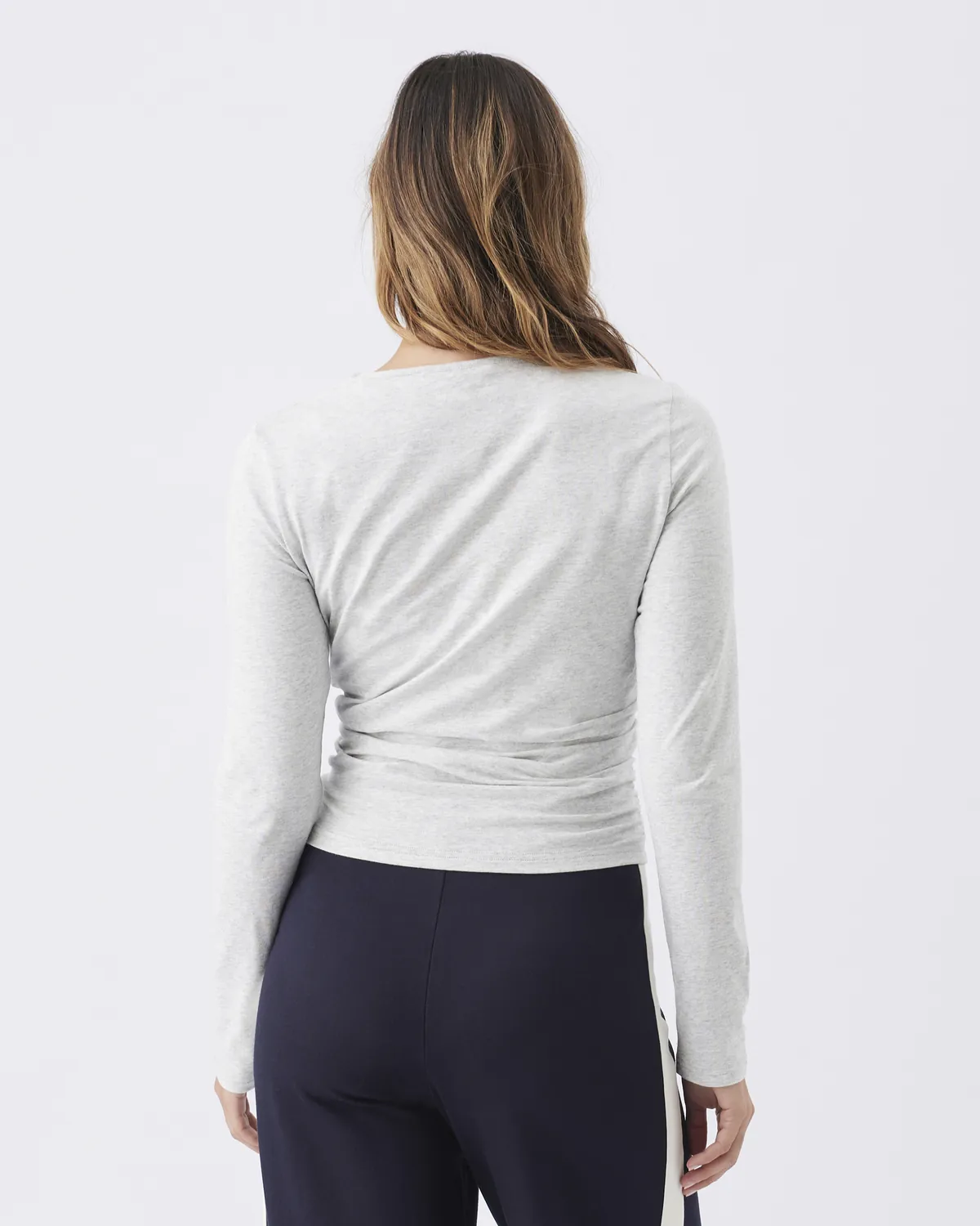 Organic Cotton Ruched Top Silver Marle - Image 4