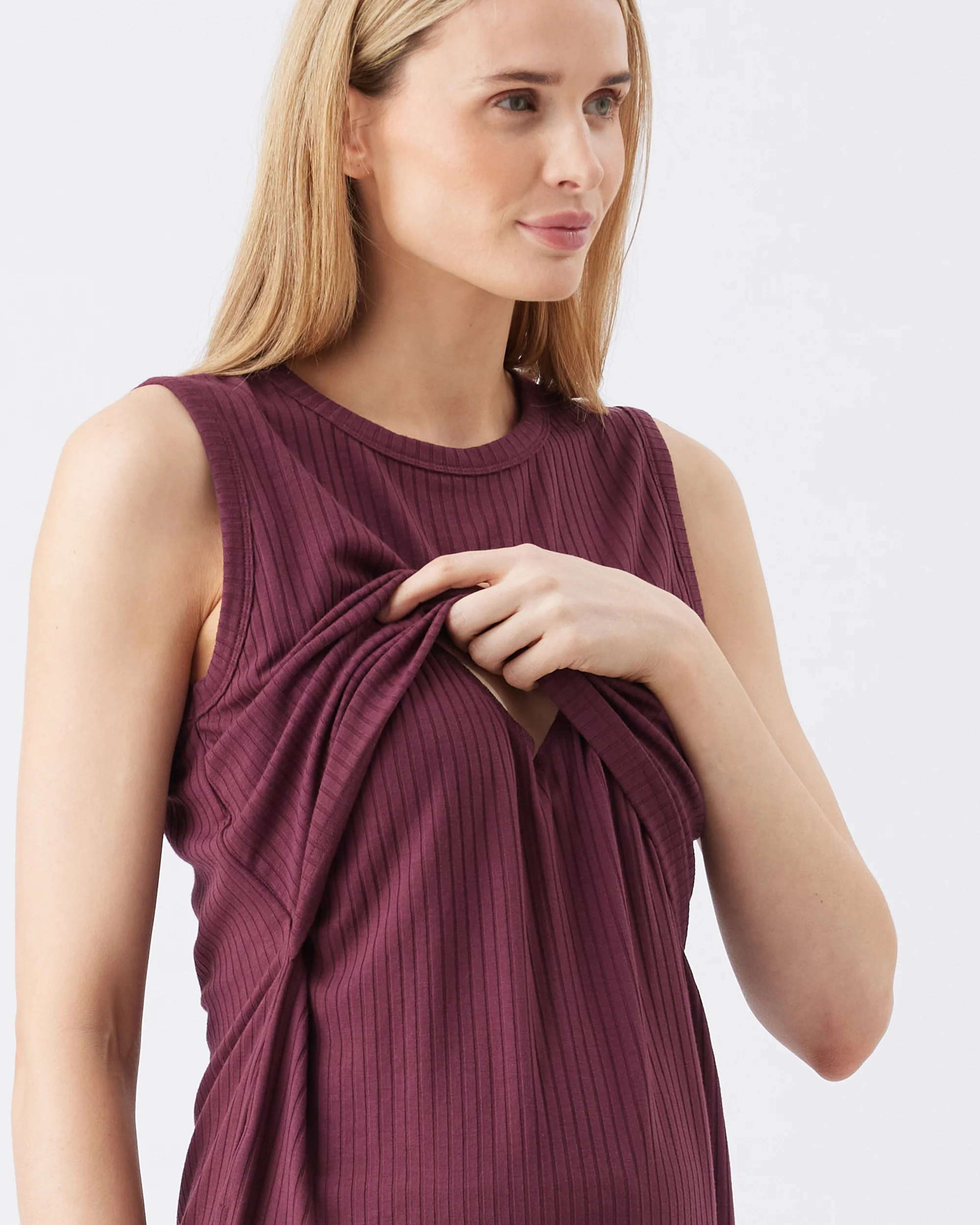 Peter Rib Nursing Tank Maroon - Image 2