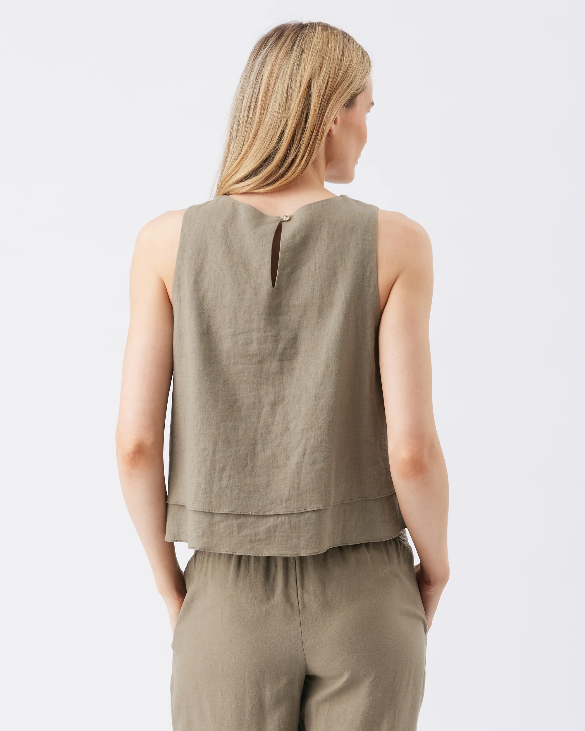 Peyton Linen Nursing Top Olive - Image 5