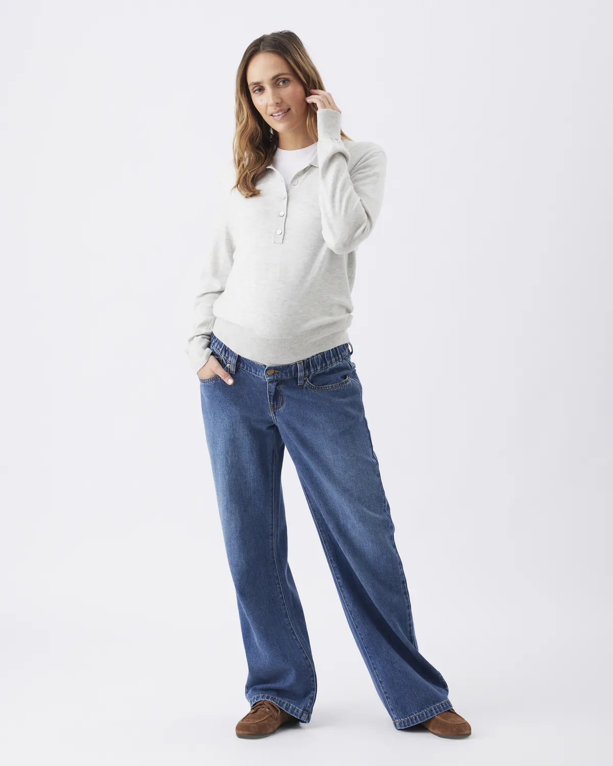 Piper Polo Nursing  Knit  Silver Marle - Image 5