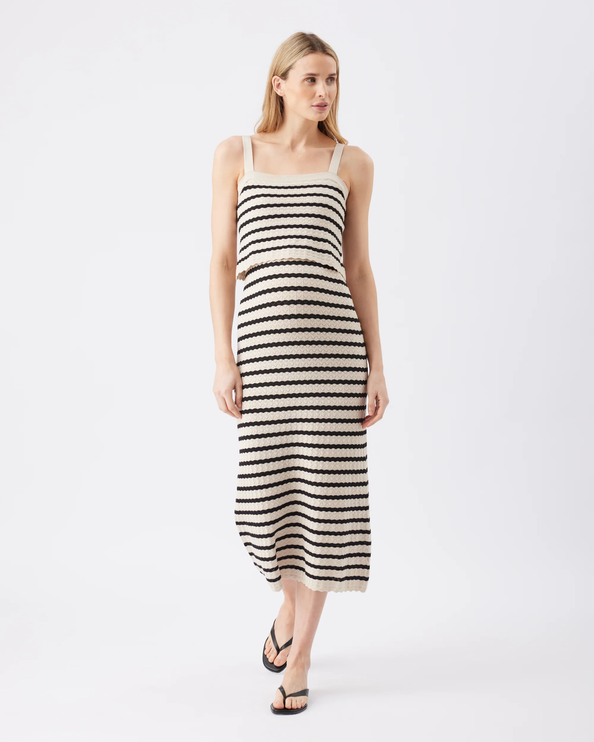 Pointelle Knit Nursing Dress  Natural / Black