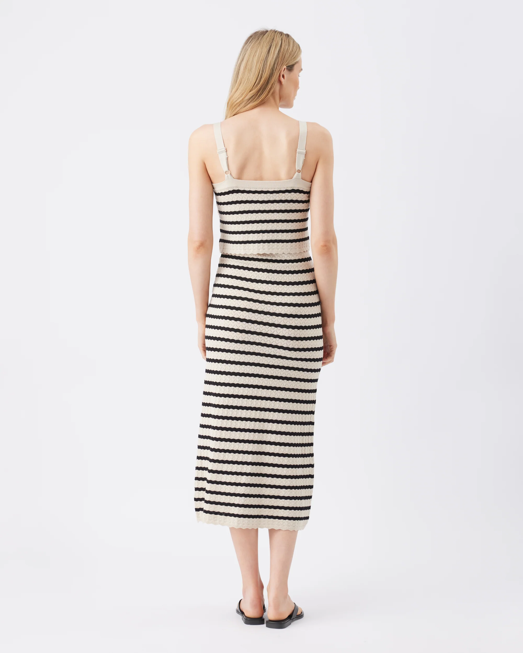 Pointelle Knit Nursing Dress  Natural / Black - Image 4