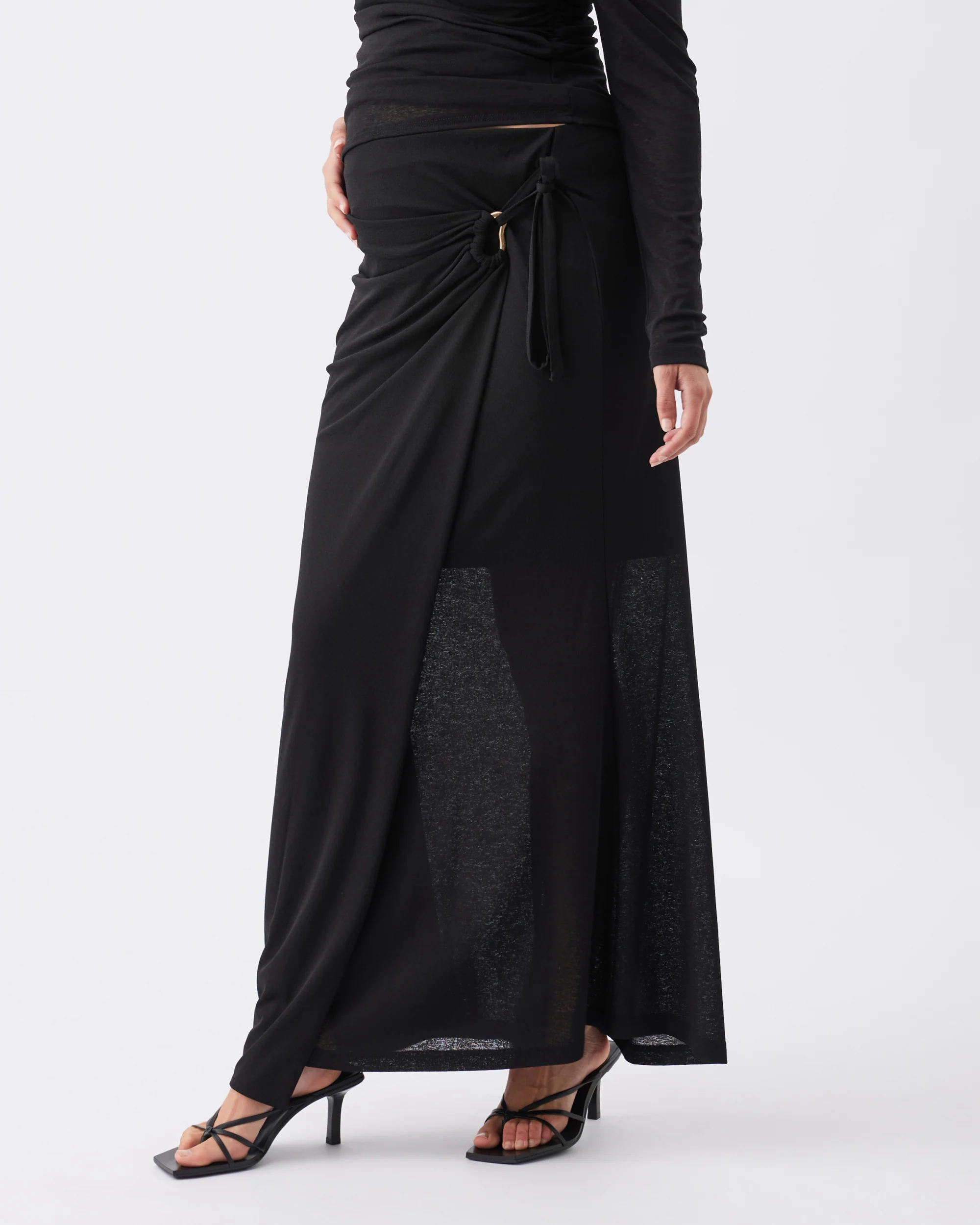 Rhi Mock Wrap Skirt  Black - Image 3