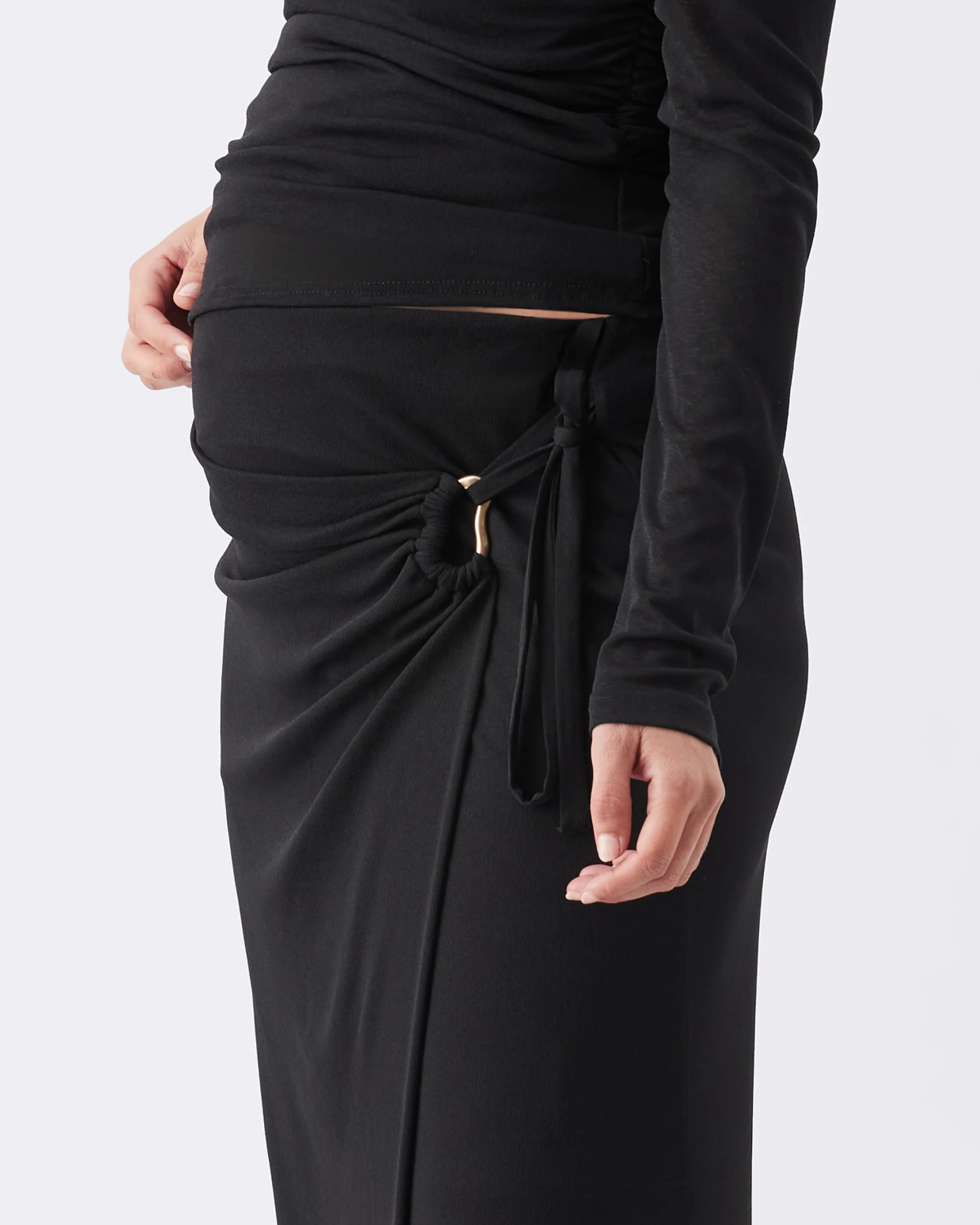 Rhi Mock Wrap Skirt  Black - Image 5