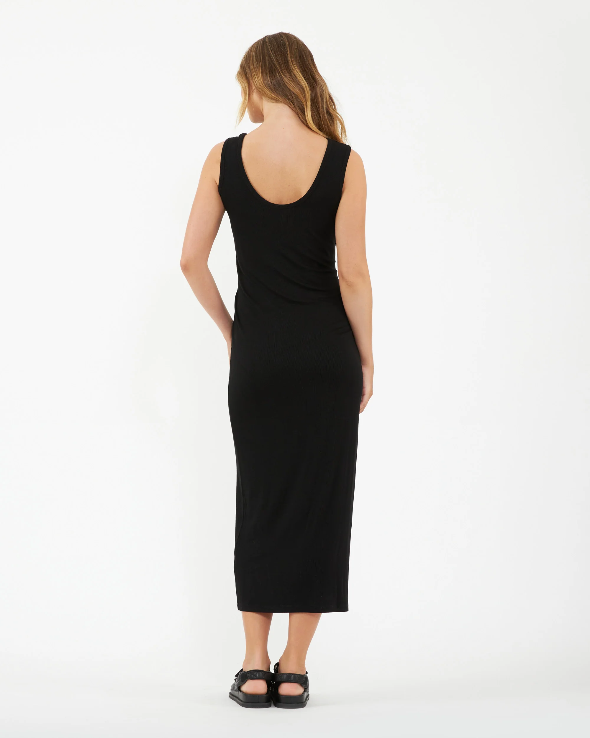 Rib Maxi Nursing Dress Black - Image 4