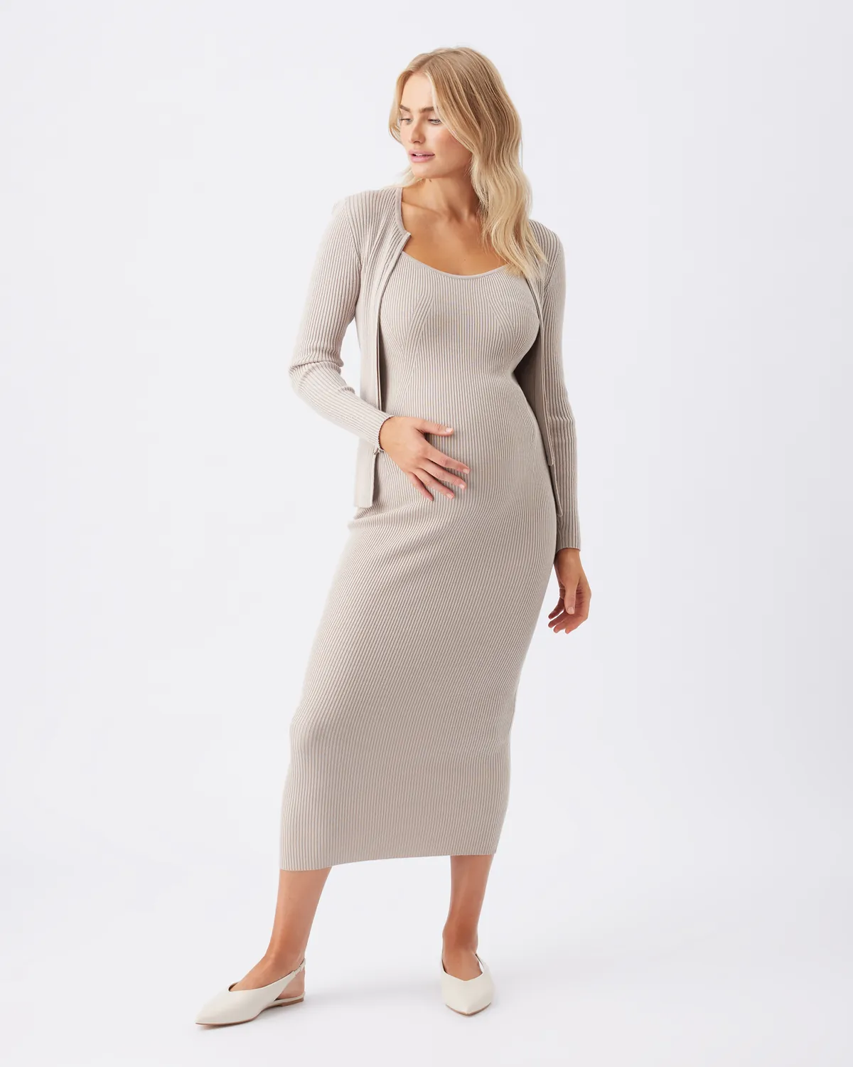 Romee Zip Through Knit Stone - Image 6