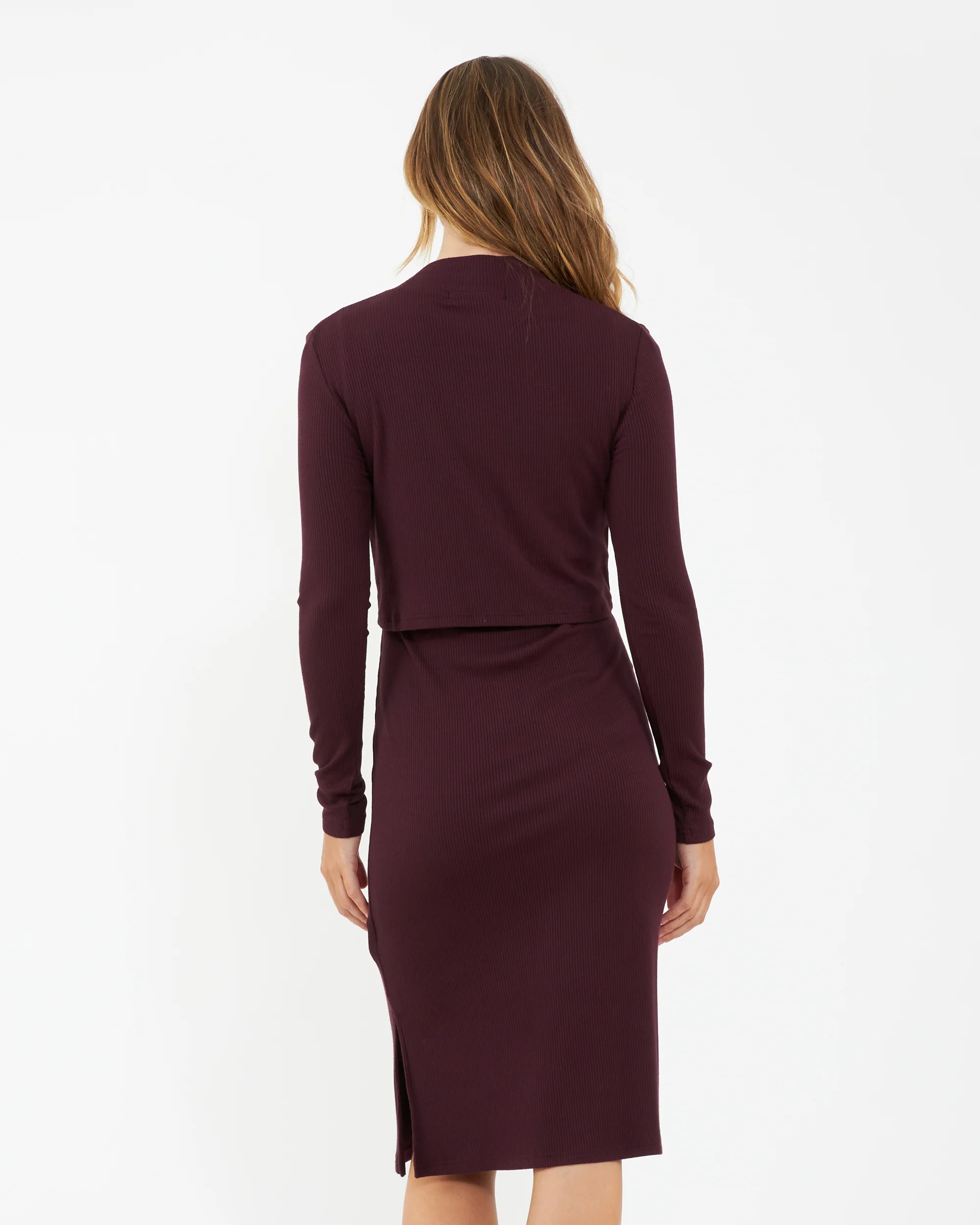 Ruby Rib Nursing Dress  Maroon - Image 6