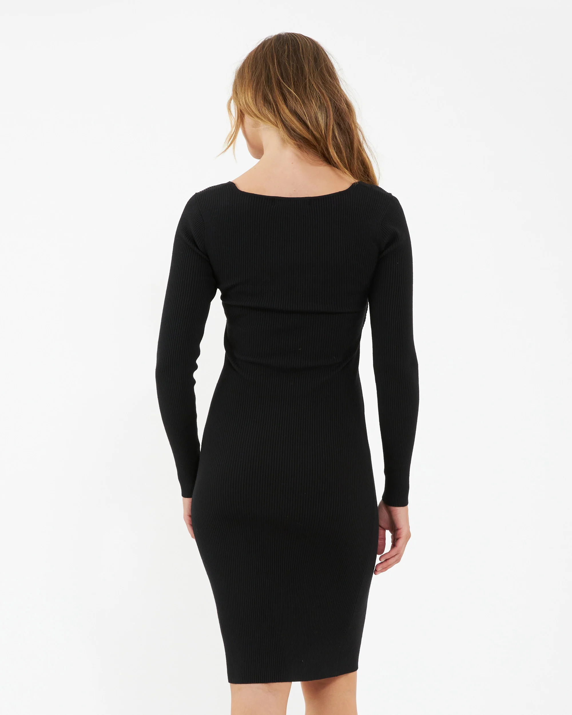 Sadie Rib Knit Nursing Dress Black - Image 5