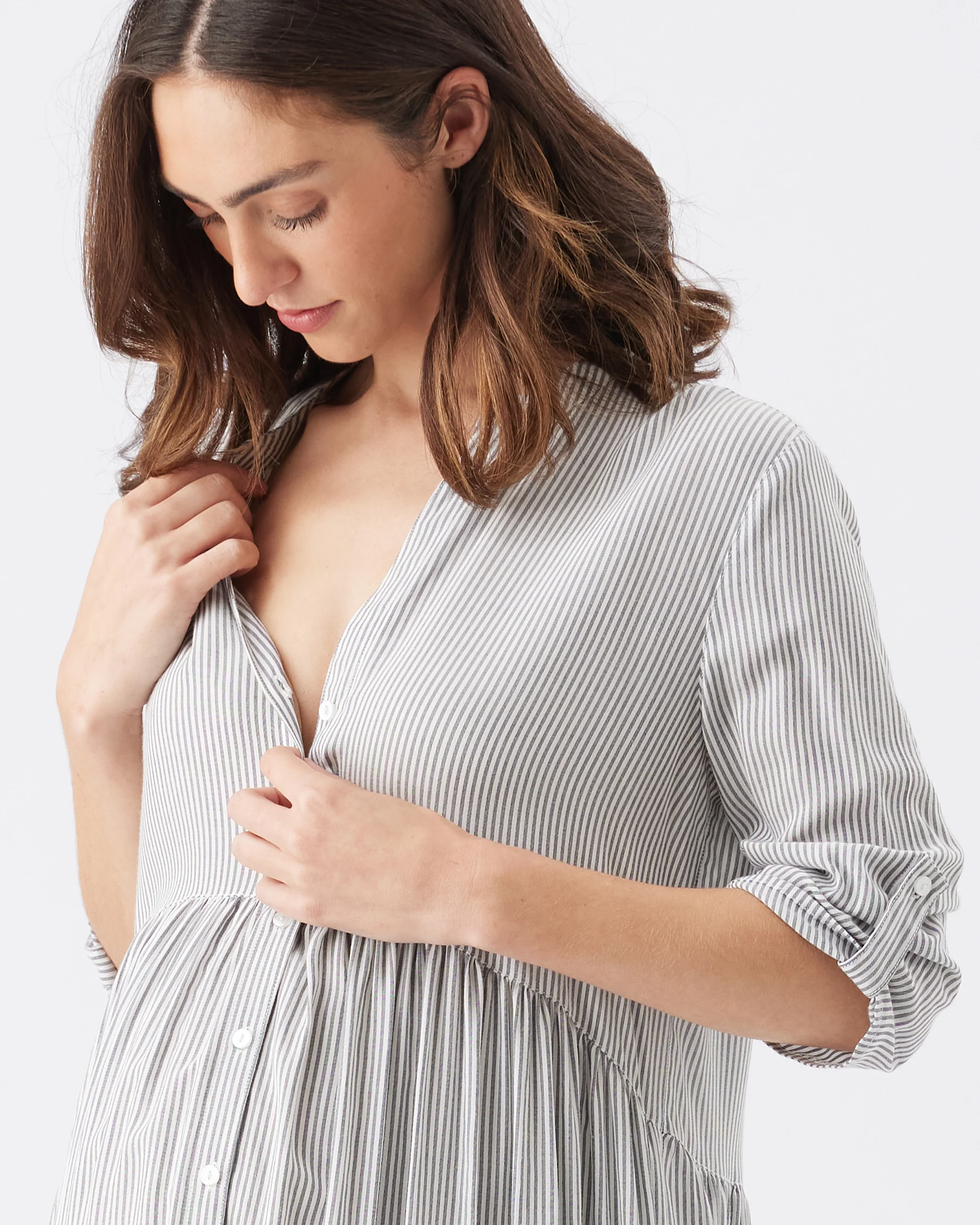 Sam Stripe Dress  Slate / White - Image 6