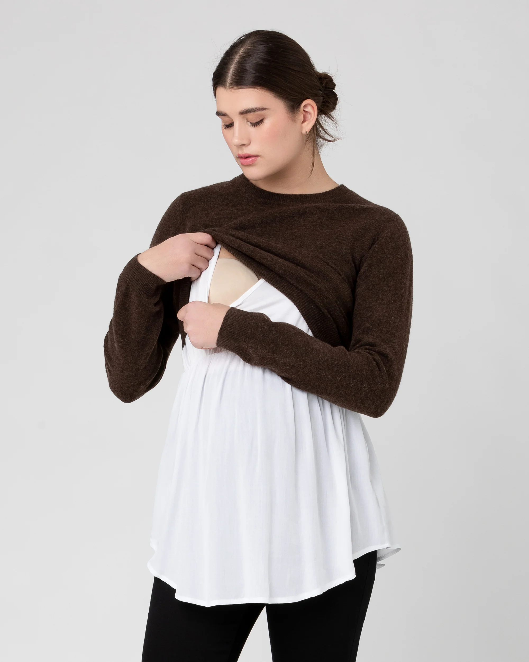 Sandy Detachable Nursing Knit  Chocolate - Image 5