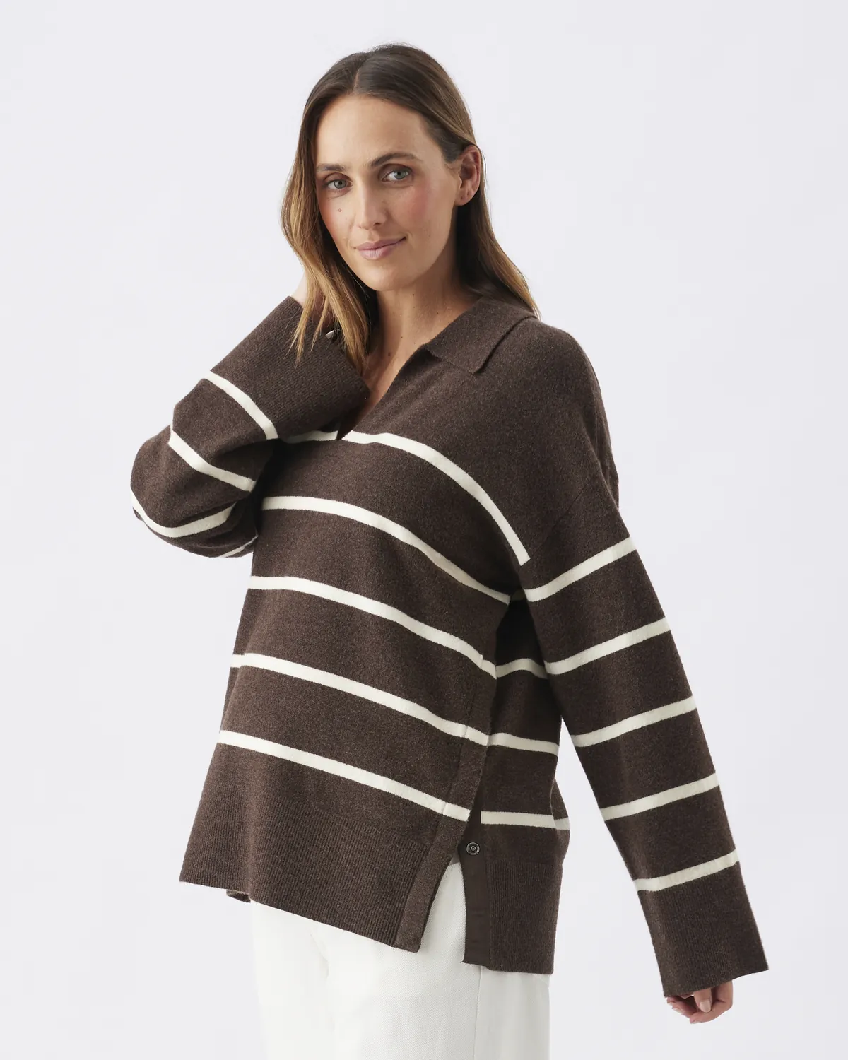 Scout Nursing Knit  Chocolate / White - Image 2
