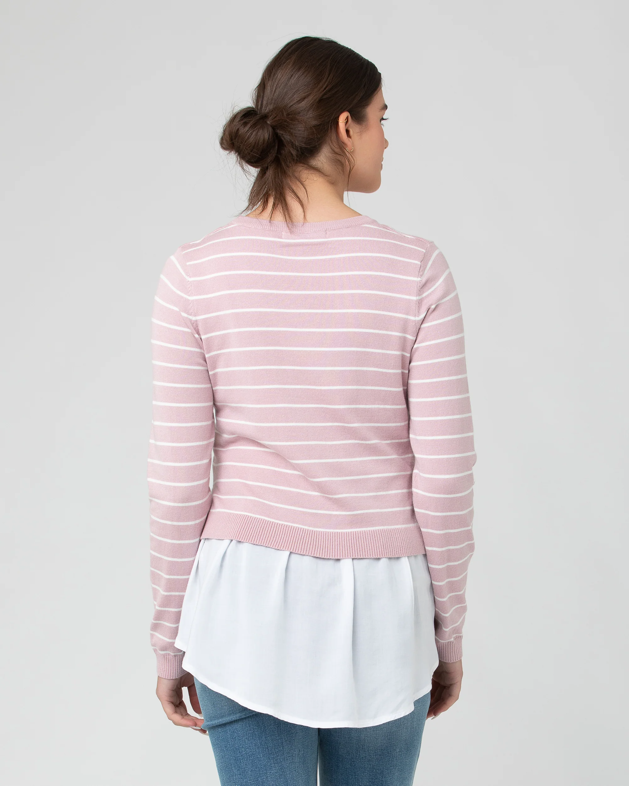 Sia Nursing Knit Dusty Pink / White - Image 3