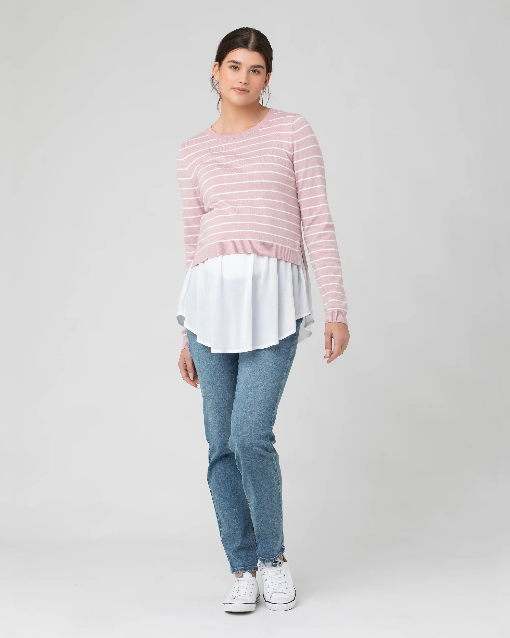 Sia Nursing Knit Dusty Pink / White - Image 5