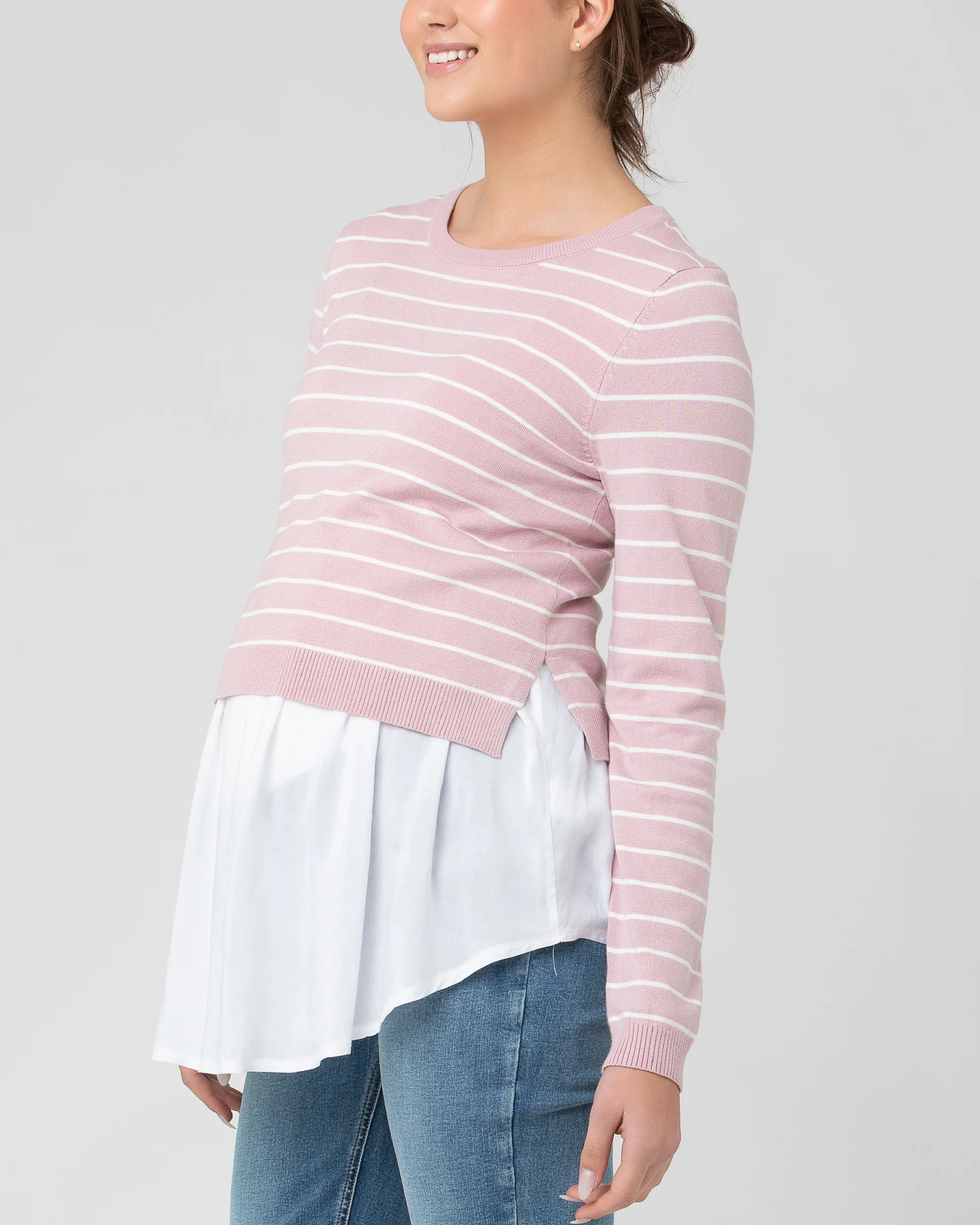 Sia Nursing Knit Dusty Pink / White - Image 6
