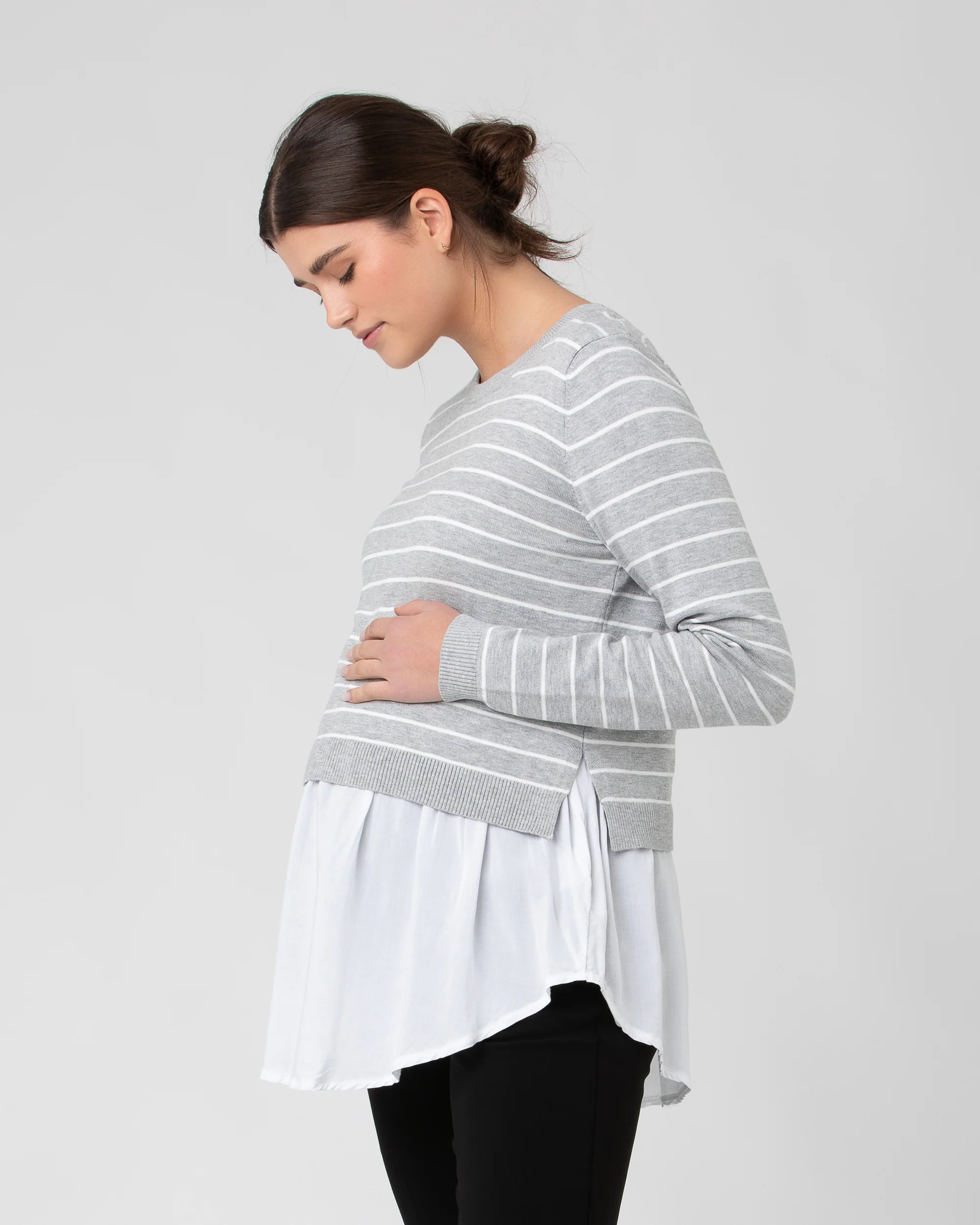 Sia Nursing Knit Silver Marle / White - Image 2