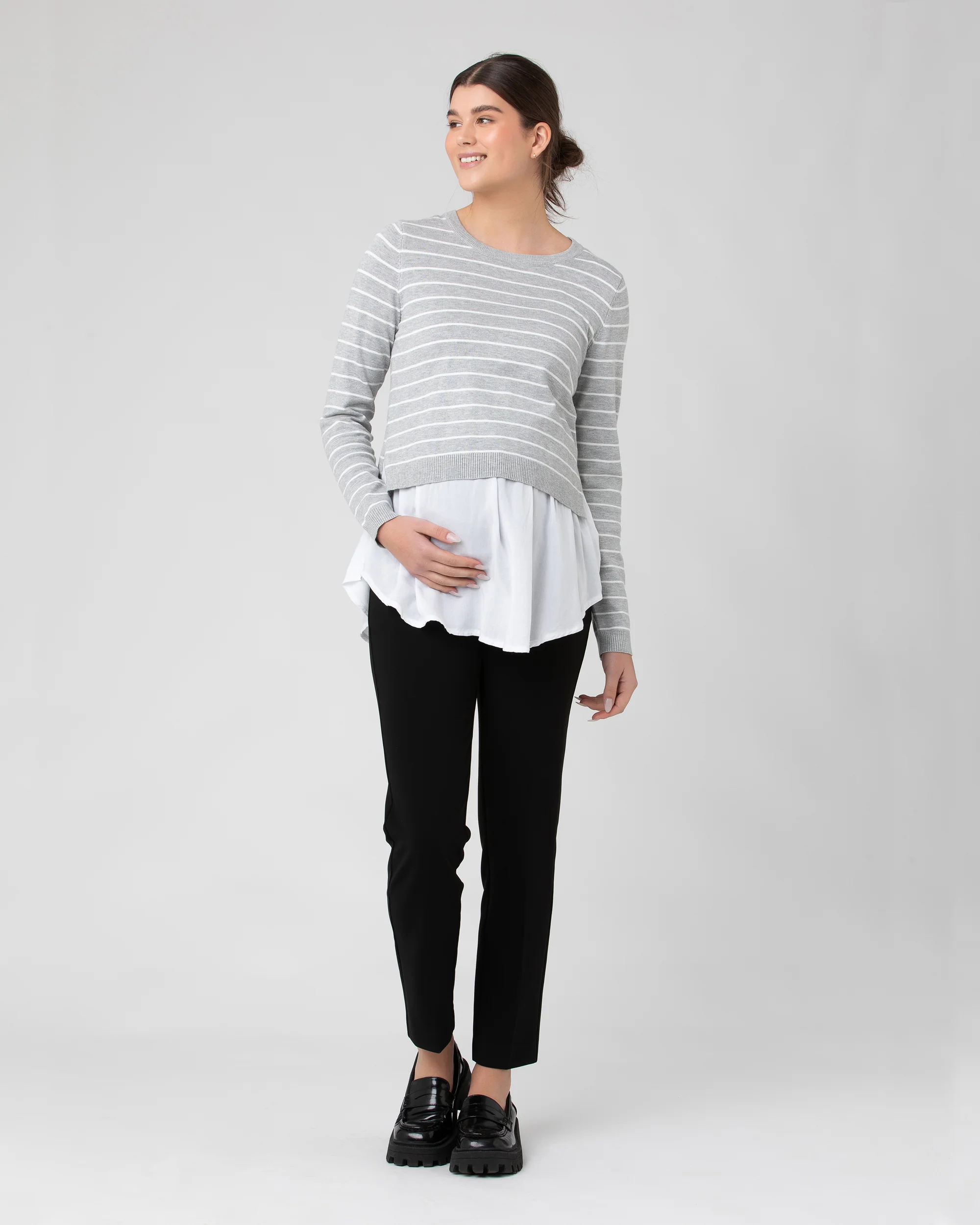 Sia Nursing Knit Silver Marle / White - Image 5