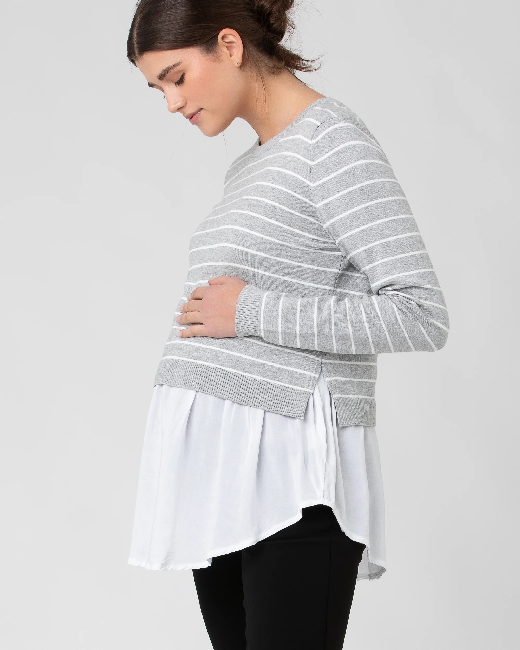Sia Nursing Knit Silver Marle / White - Image 6