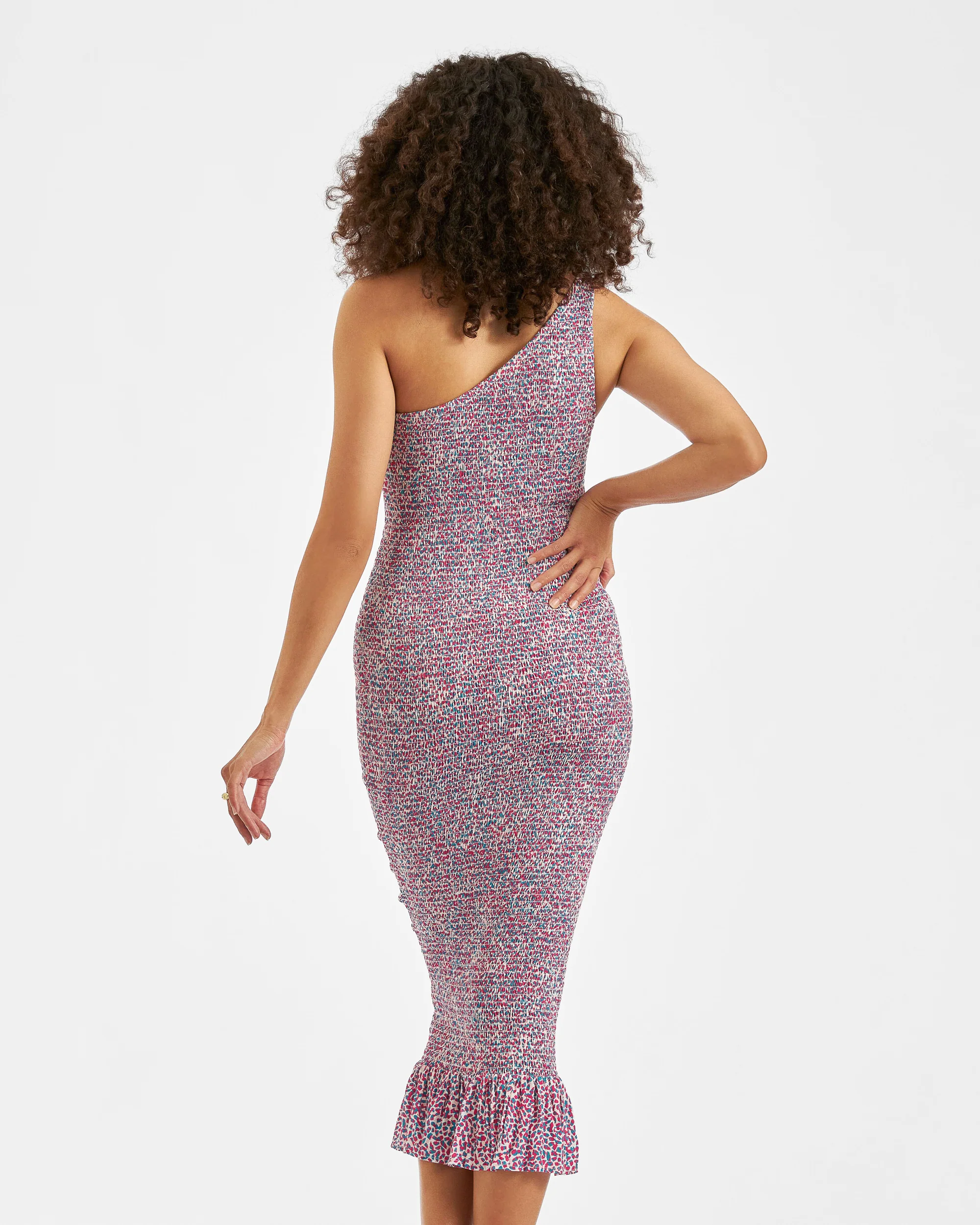 Skipper One Shoulder Dress Pink / Blue - Image 3