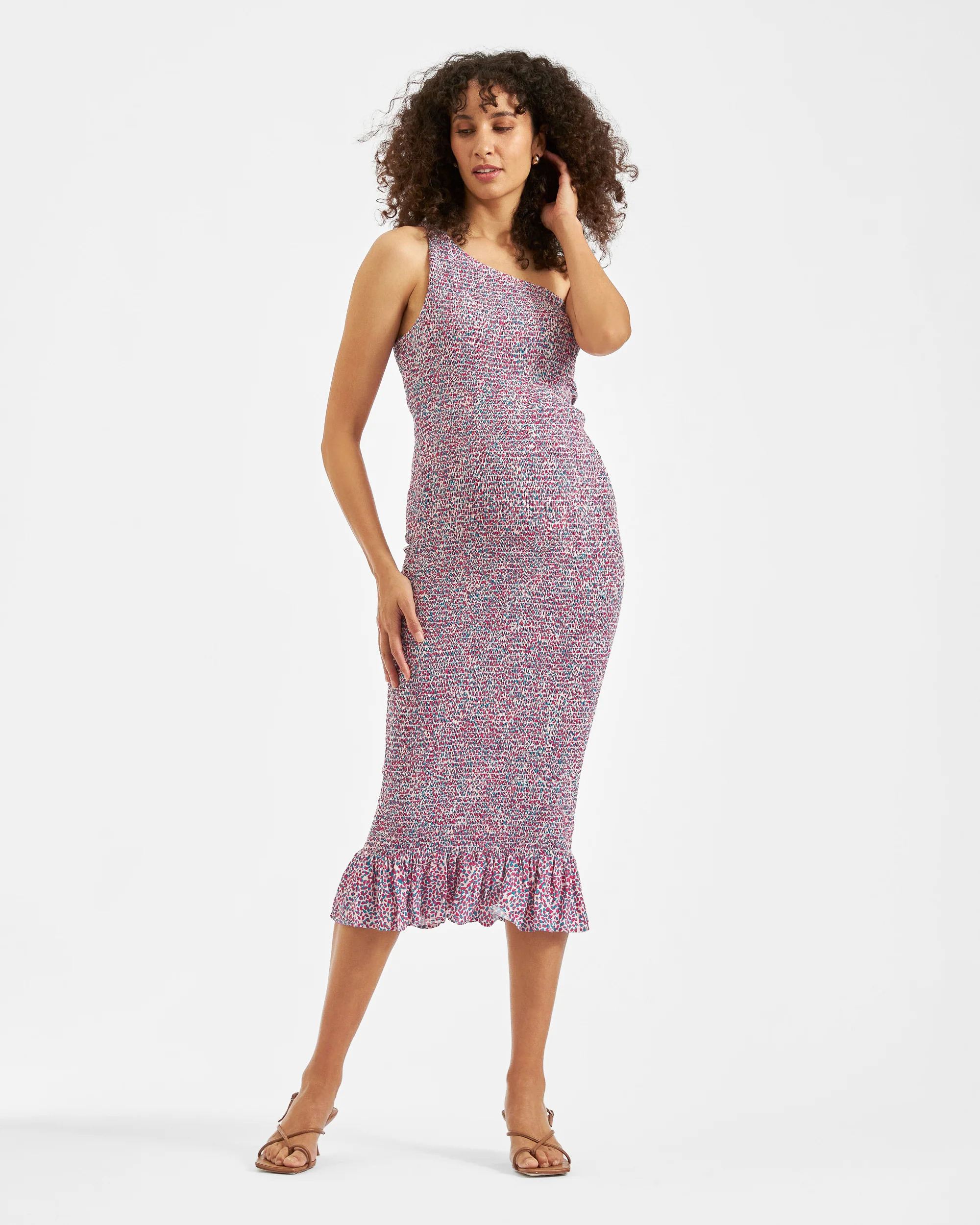 Skipper One Shoulder Dress Pink / Blue - Image 4