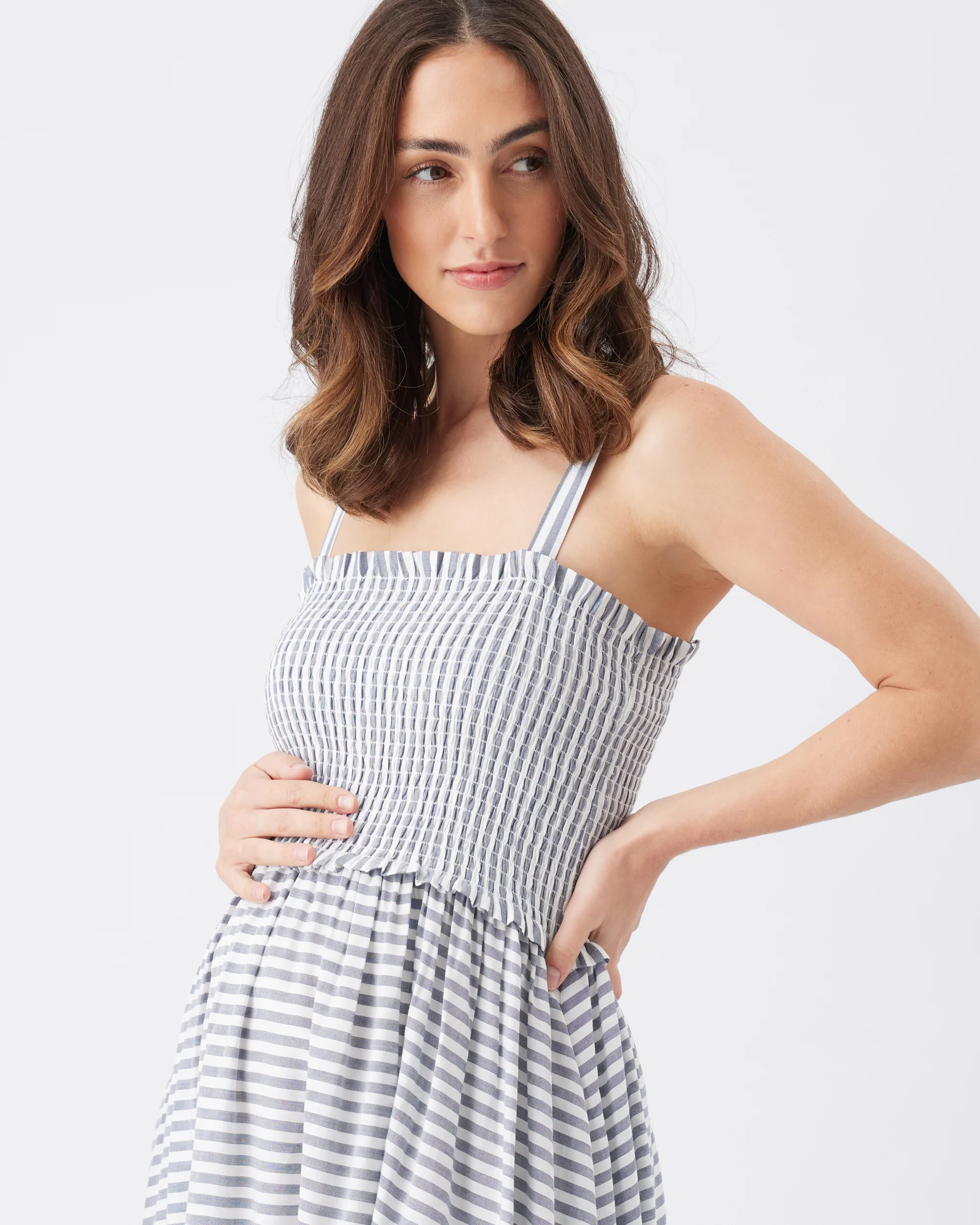 Sofia Stripe Dress  Indigo / White - Image 3