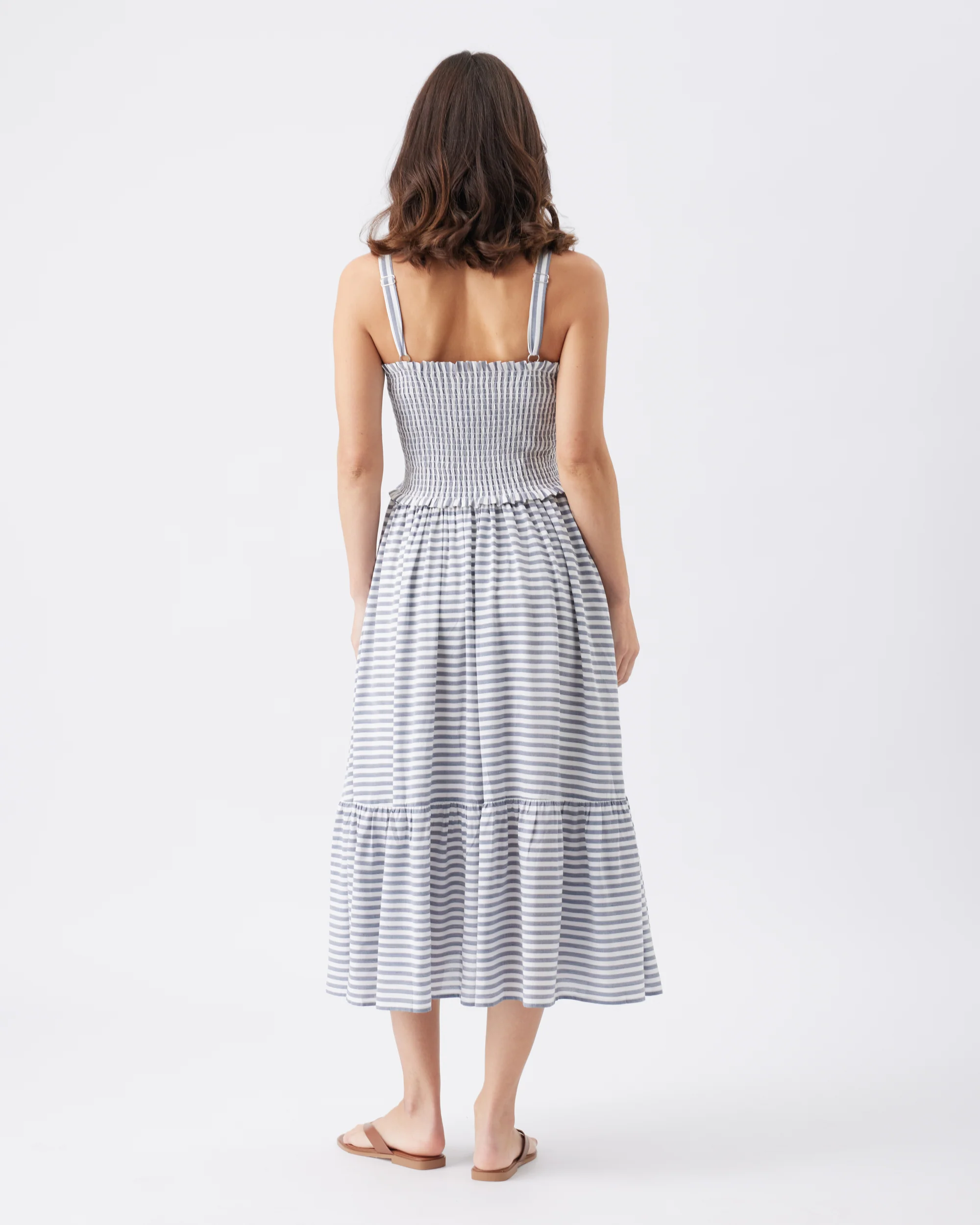 Sofia Stripe Dress  Indigo / White - Image 5