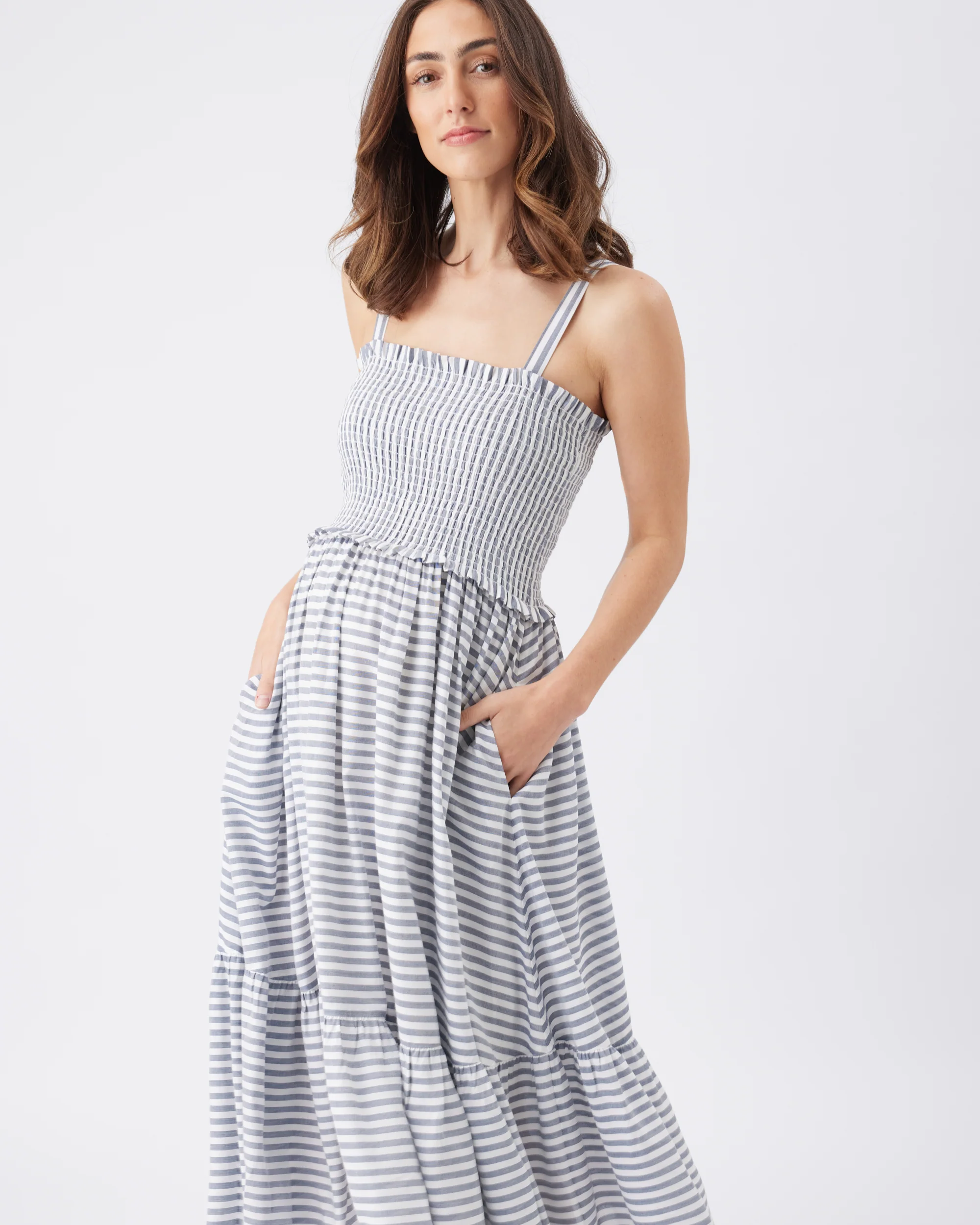 Sofia Stripe Dress  Indigo / White - Image 6