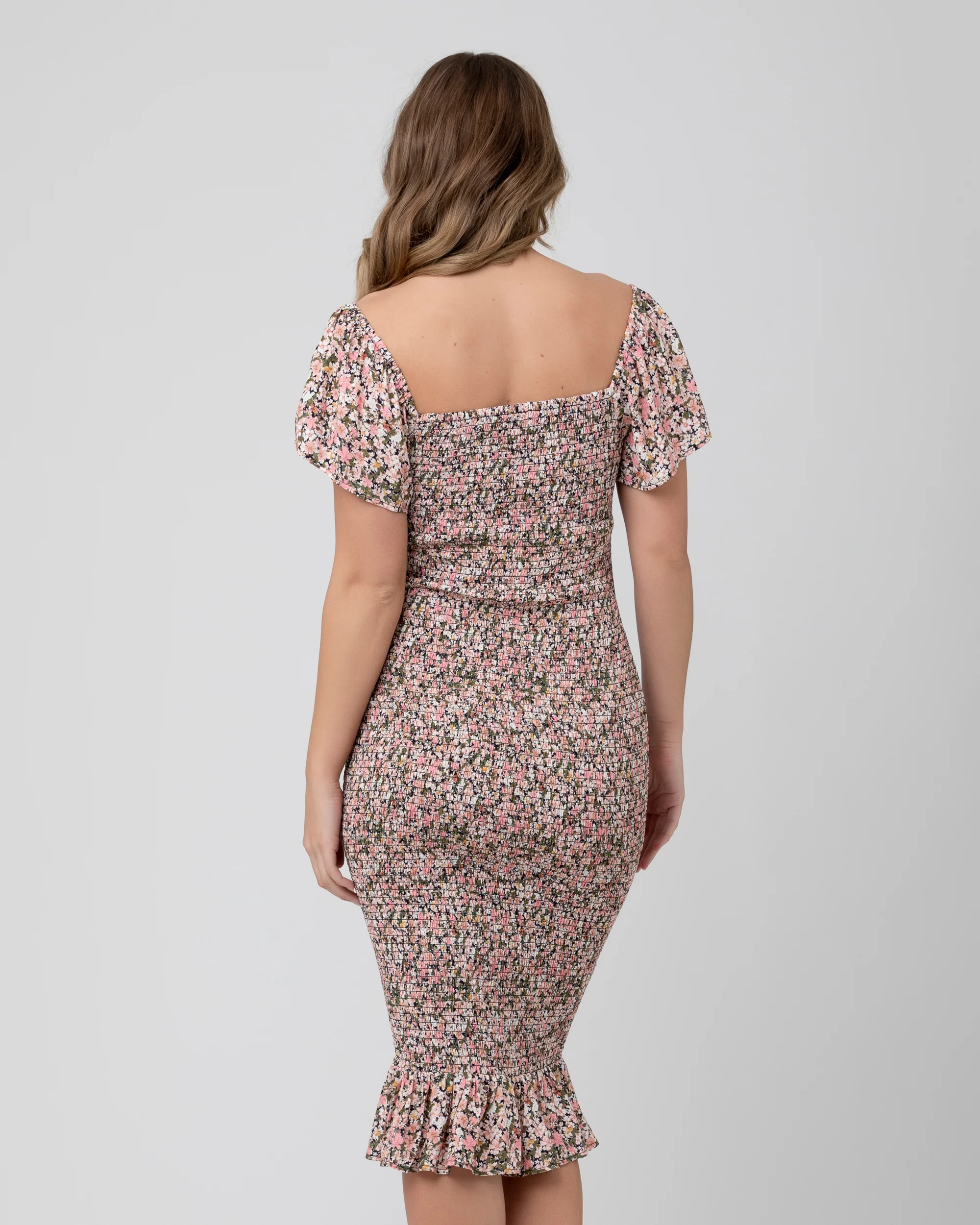 Sophia Shirred Dress . Black - Image 4