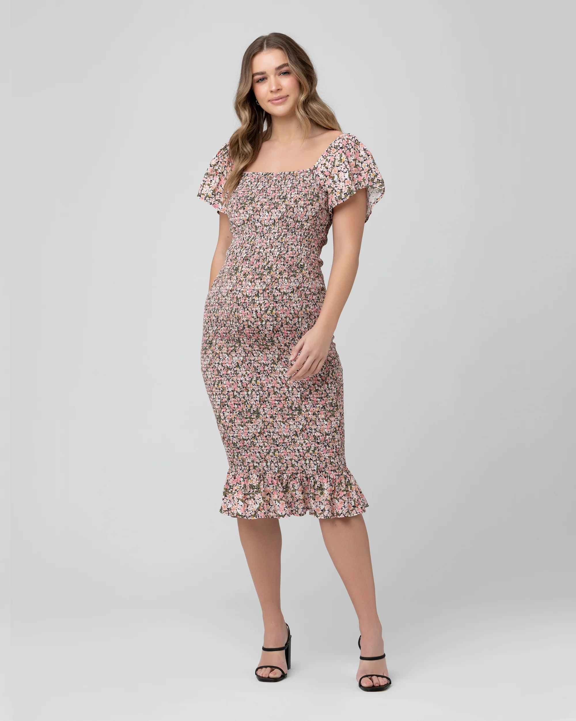 Sophia Shirred Dress . Black - Image 5
