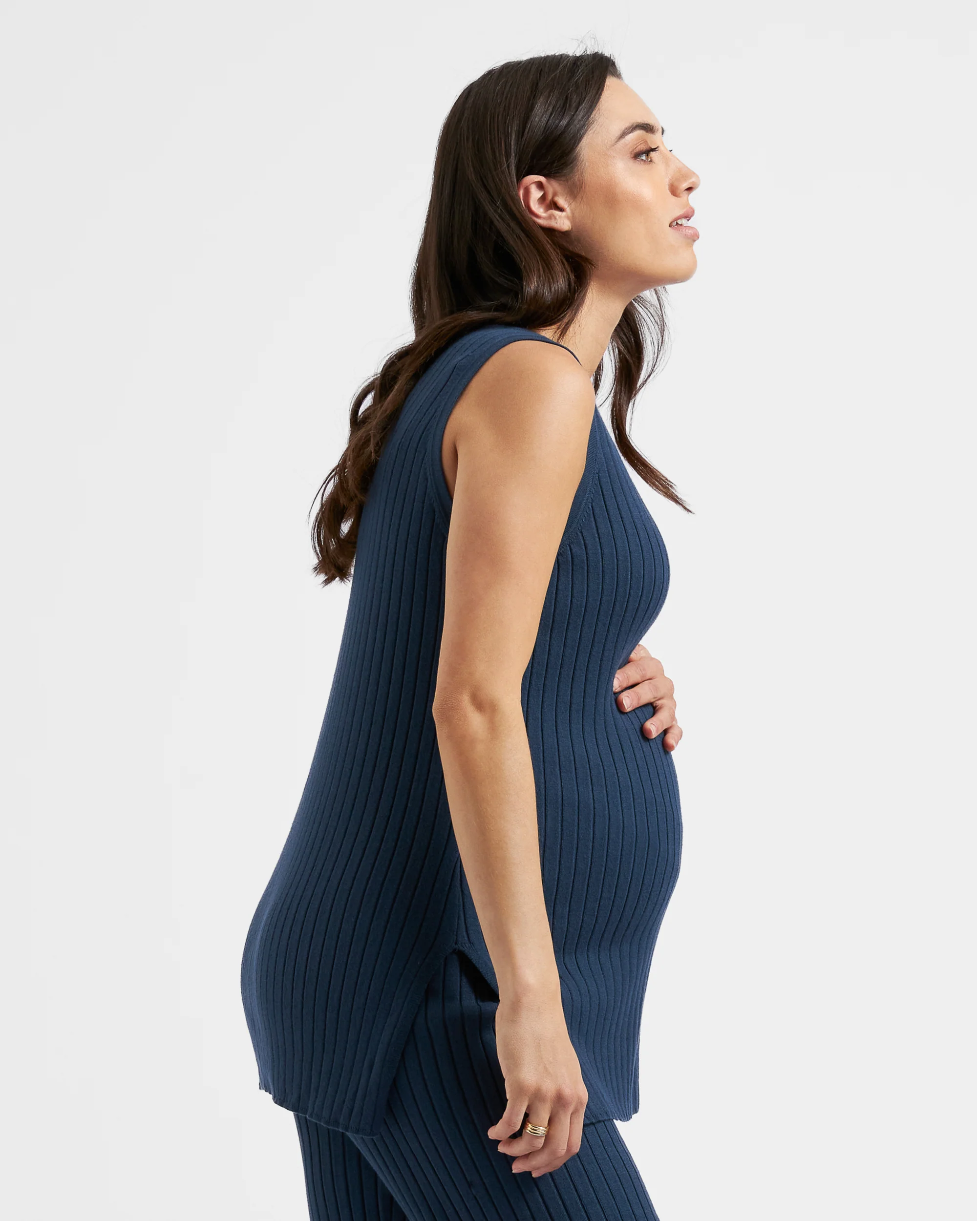 Sophie Rib Knit Nursing Top  French Navy - Image 4