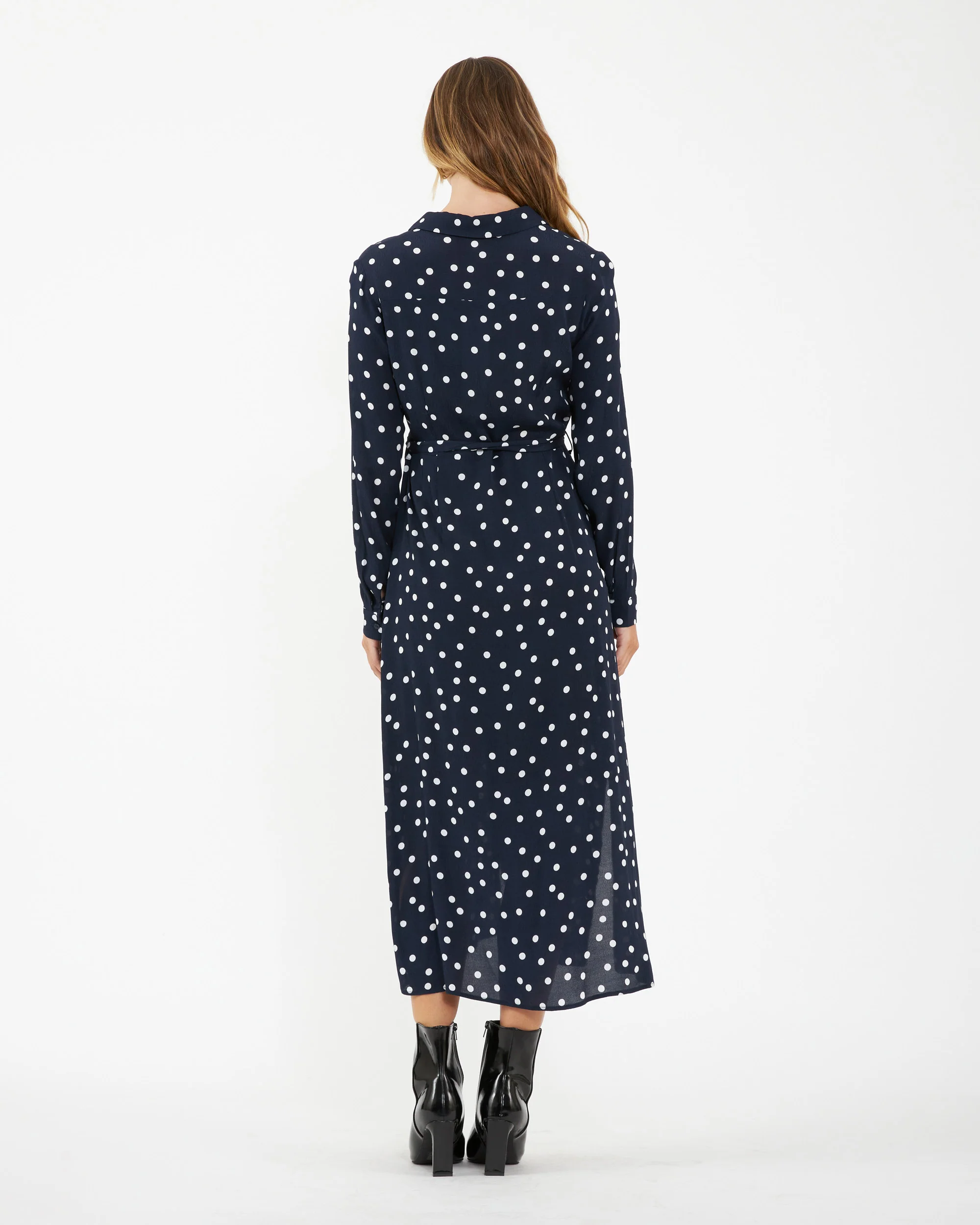 Spot Shirt Dress  Navy / White - Image 5
