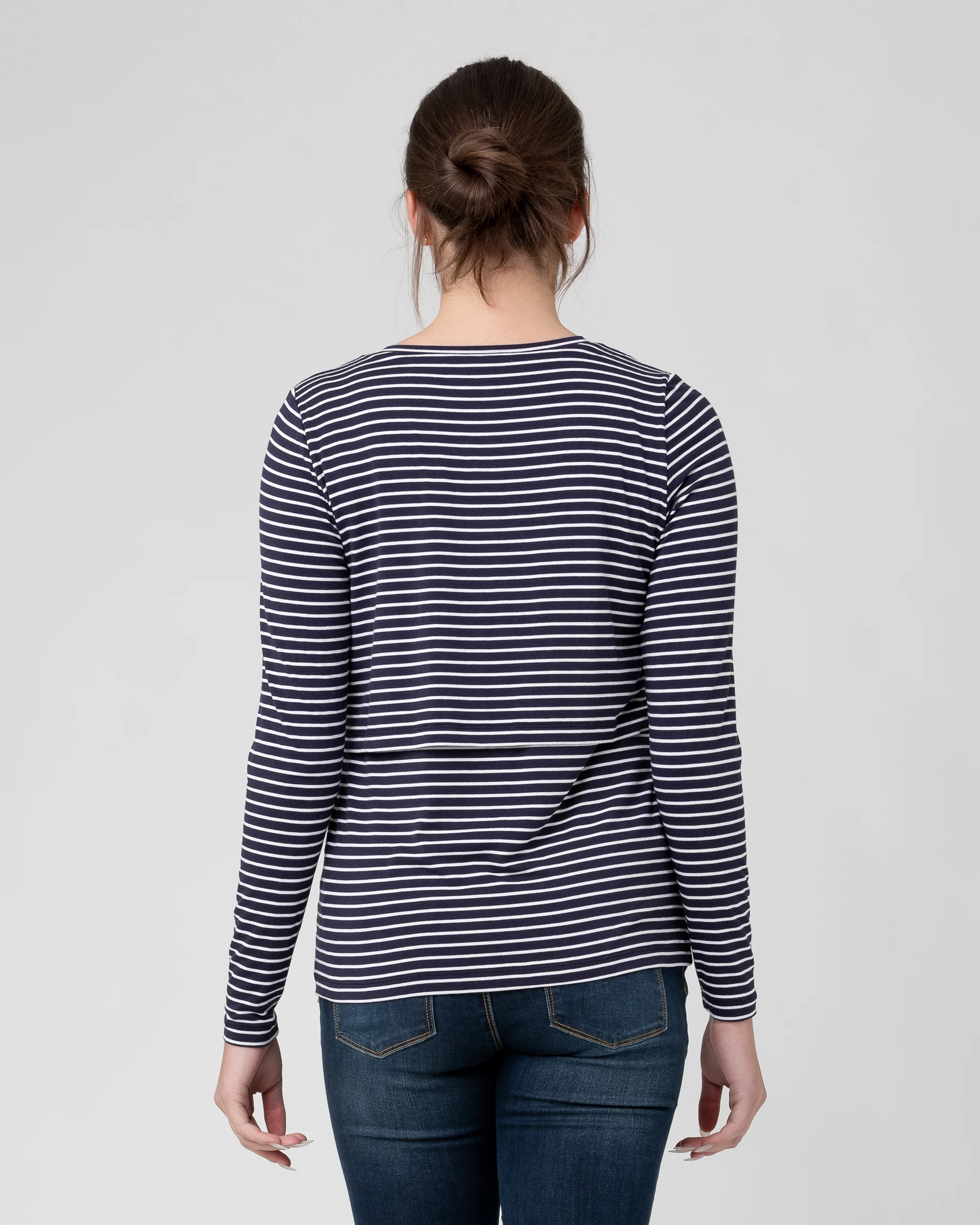 Stripe Layered Nursing Top  Indigo / White - Image 3