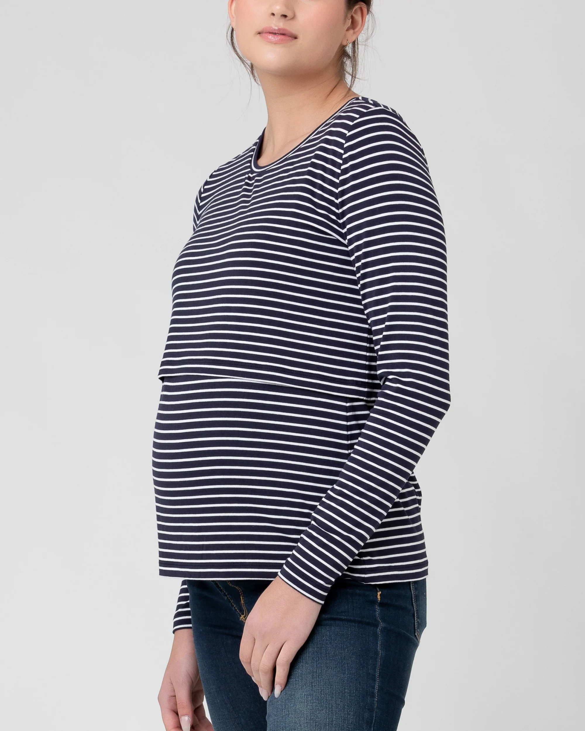 Stripe Layered Nursing Top  Indigo / White - Image 6